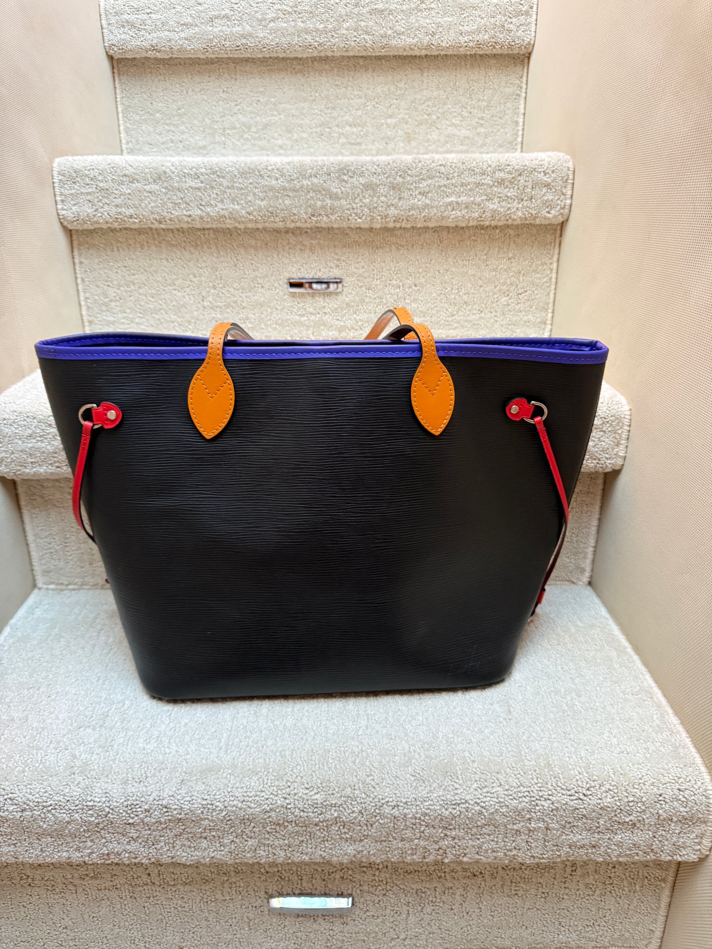 Louis Vuitton Neverfull in EPI Leather Tri colour Noir Figue Safran