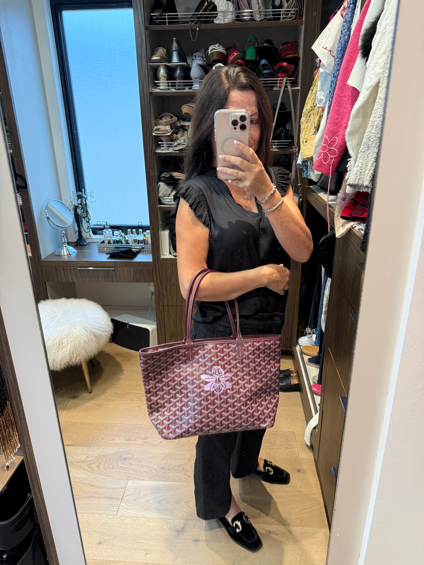 Goyard Artois PM in Burgundy with Dragonfly Emblem