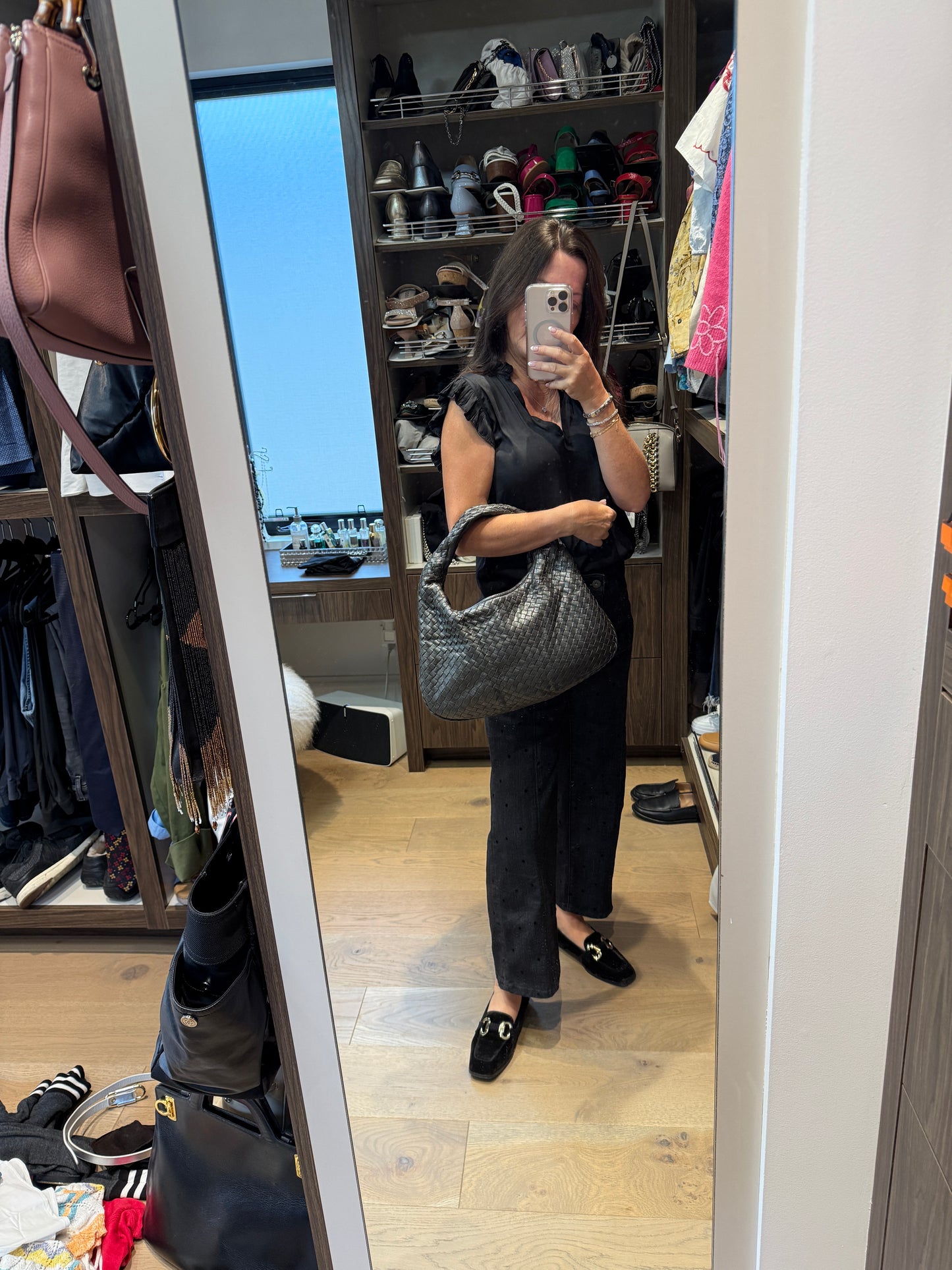 BOTTEGA VENETA Nappa Intrecciato Veneta Hobo Bag in Charcoal