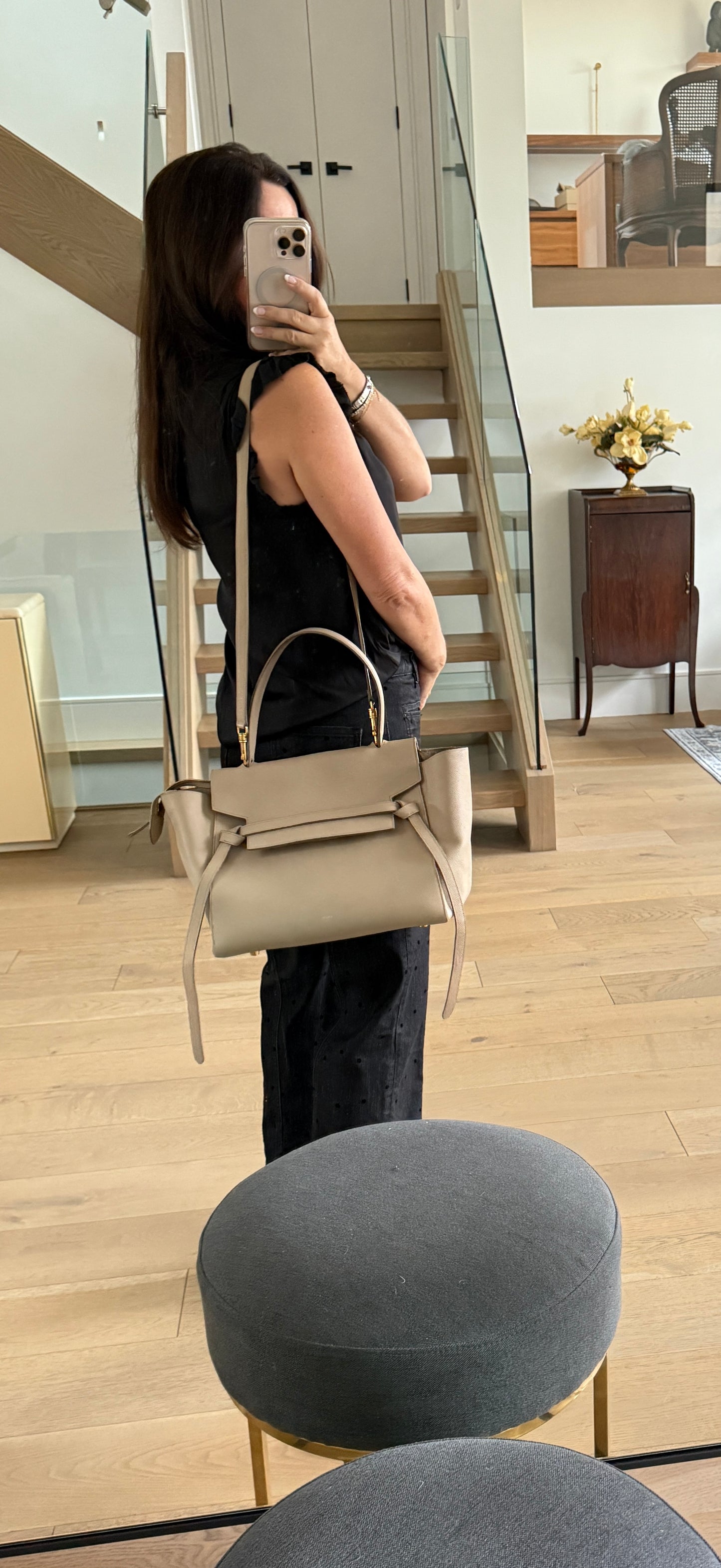 Celine mini belt bag in taupe