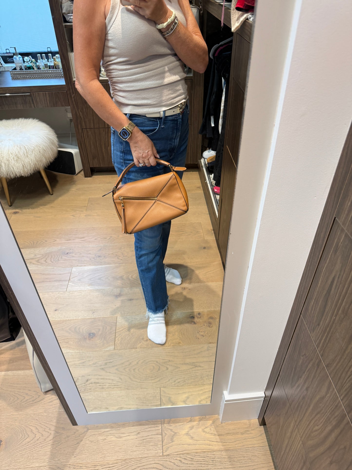 Loewe Grained Calfskin Small Puzzle Bag Camel Pre-Owned