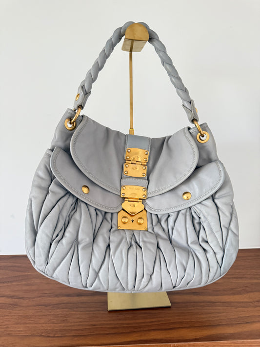 Miu Miu Nappa Matelasse Coffer Hobo Juta