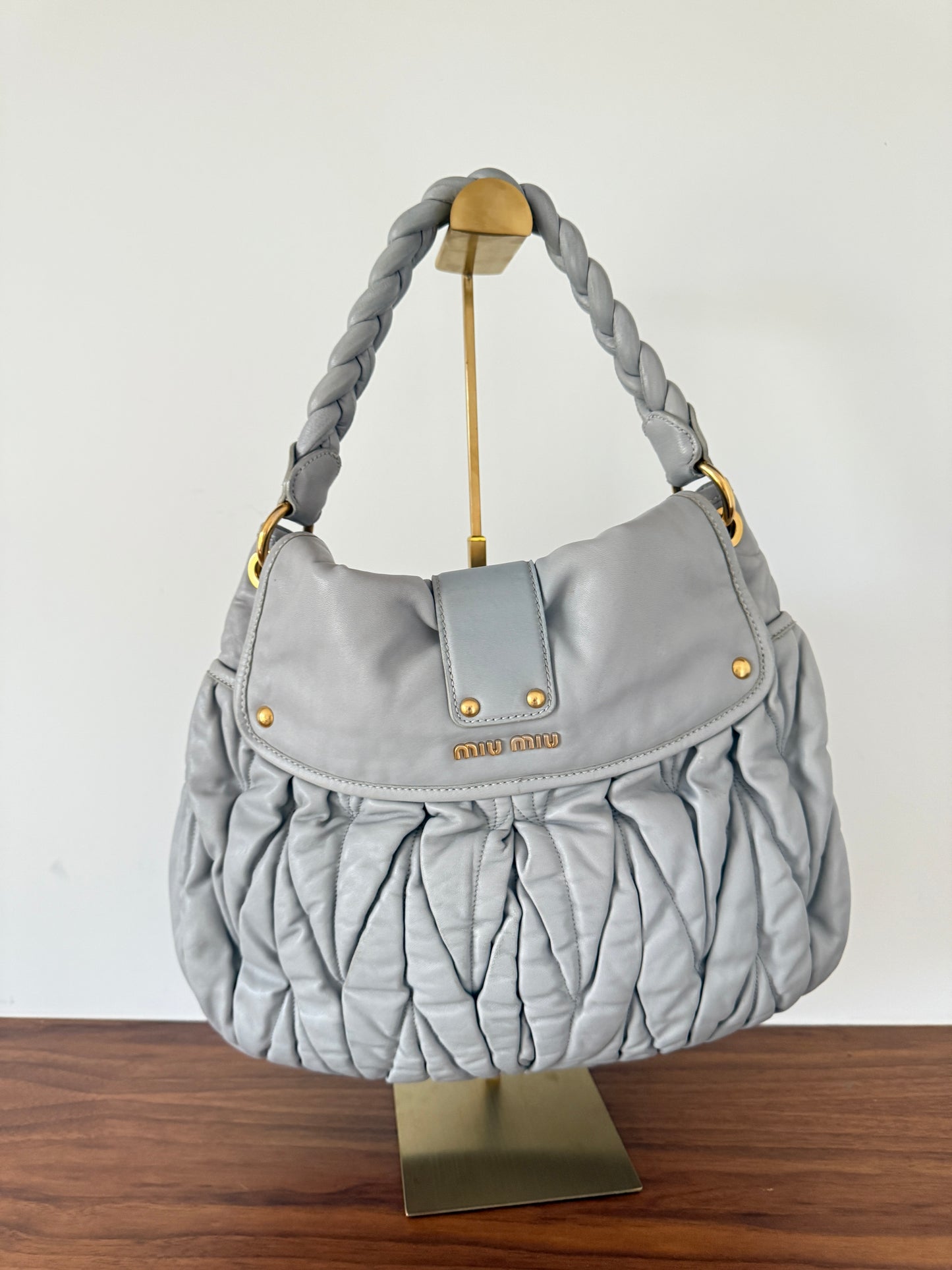 Miu Miu Nappa Matelasse Coffer Hobo Juta
