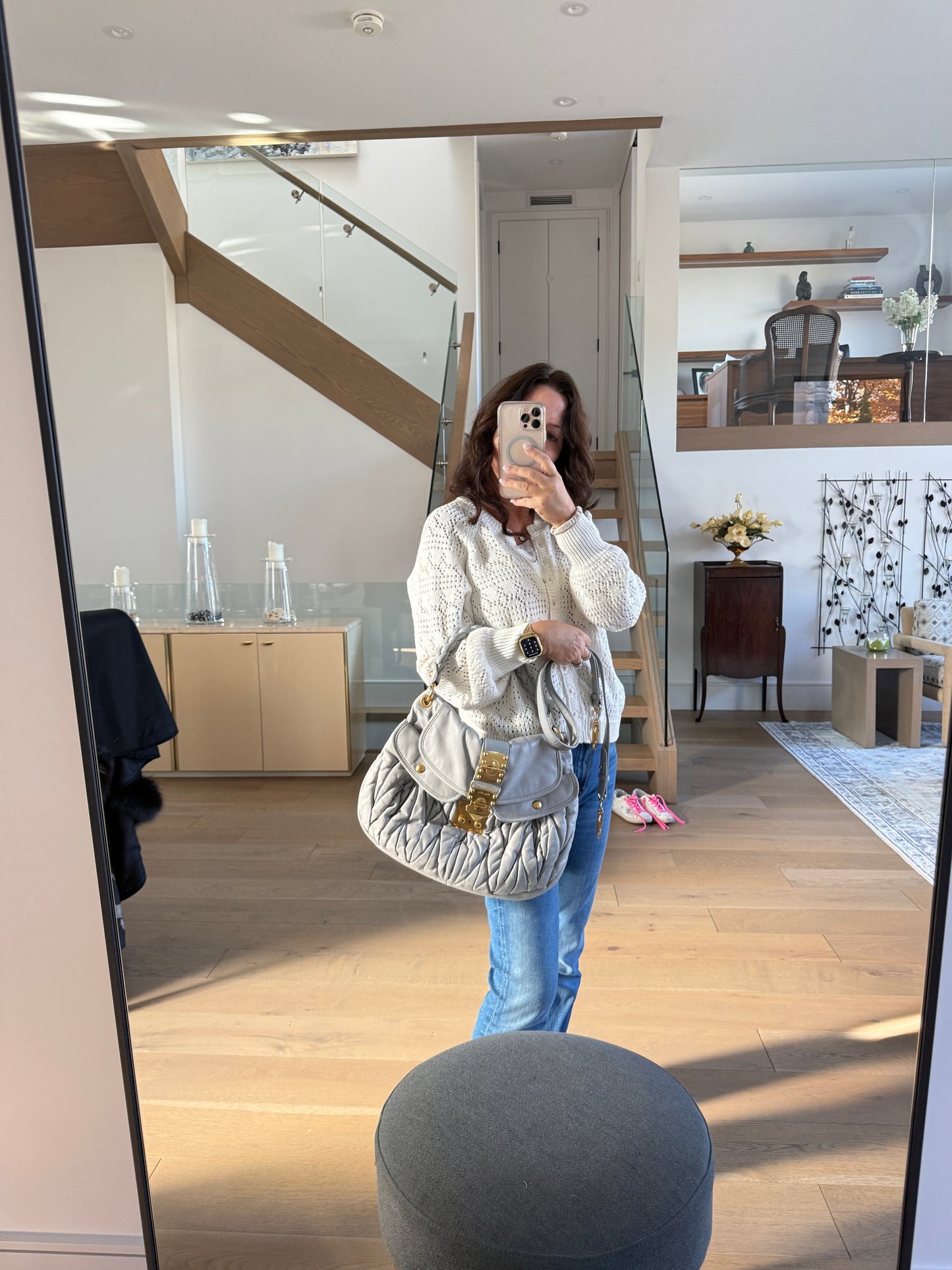 Miu Miu Nappa Matelasse Coffer Hobo Juta