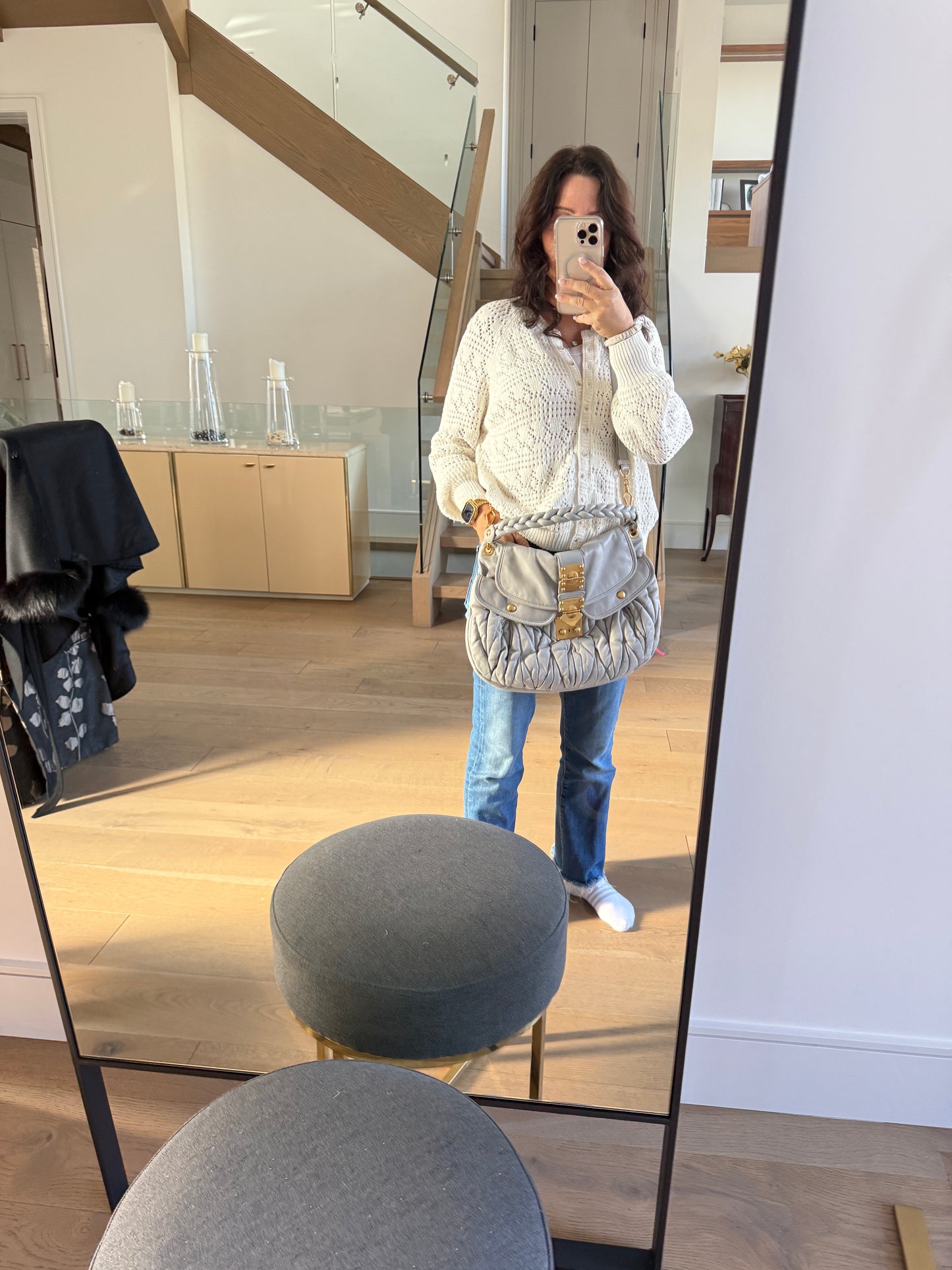 Miu Miu Nappa Matelasse Coffer Hobo Juta
