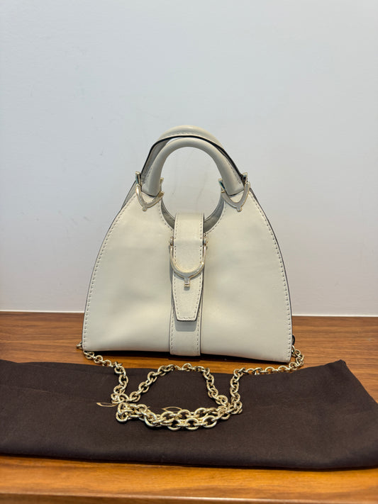 Gucci Stirrup Handbag Small White Pre-Owned