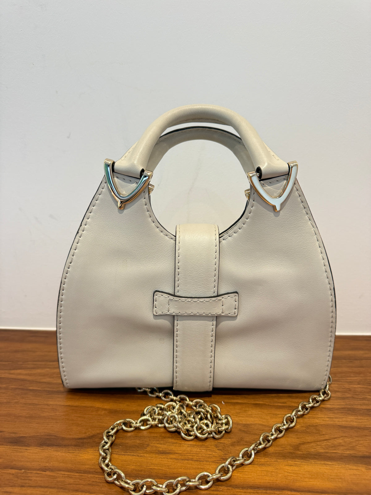 Gucci Stirrup Handbag Small White Pre-Owned