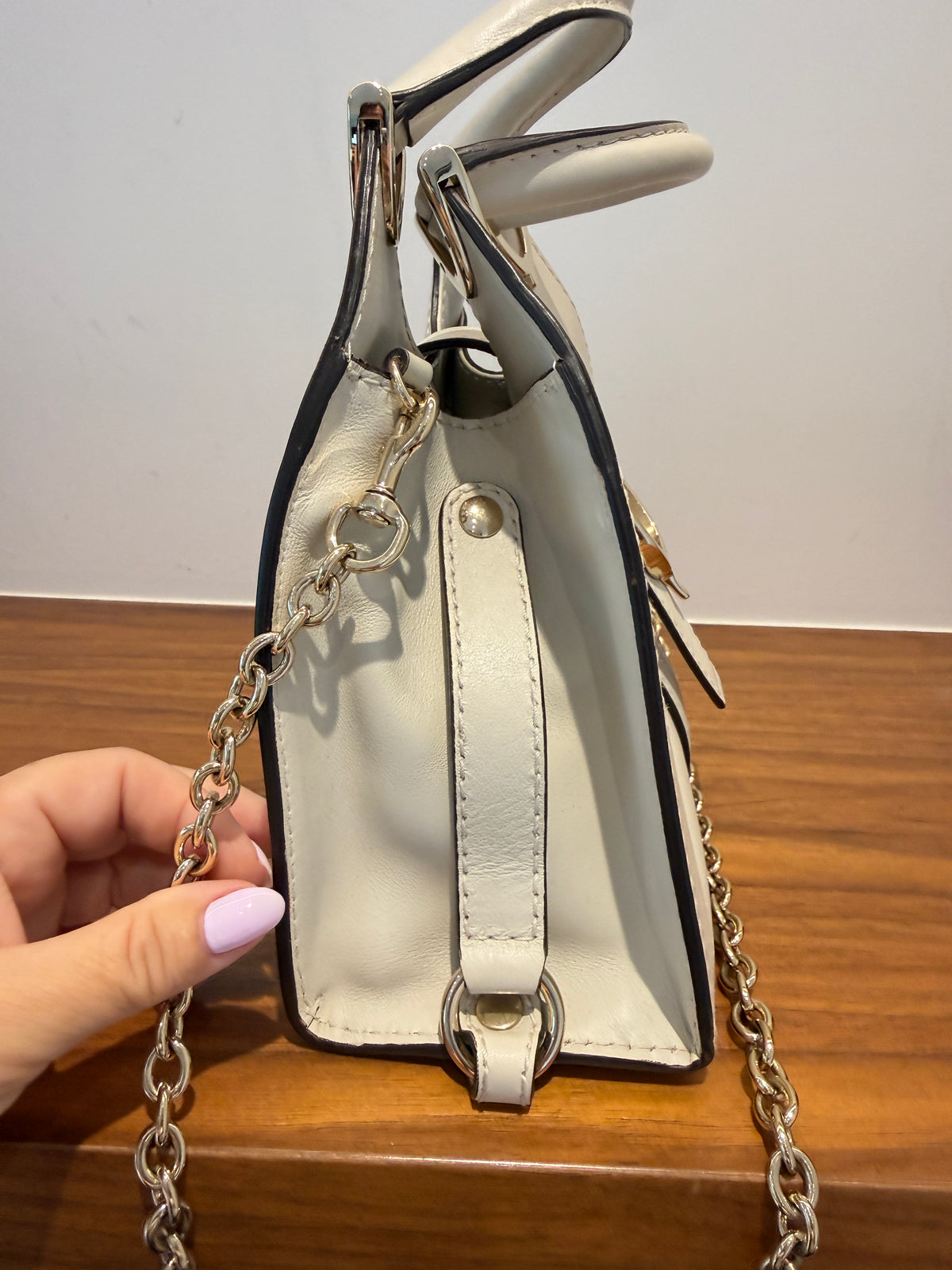 Gucci Stirrup Handbag Small White Pre-Owned