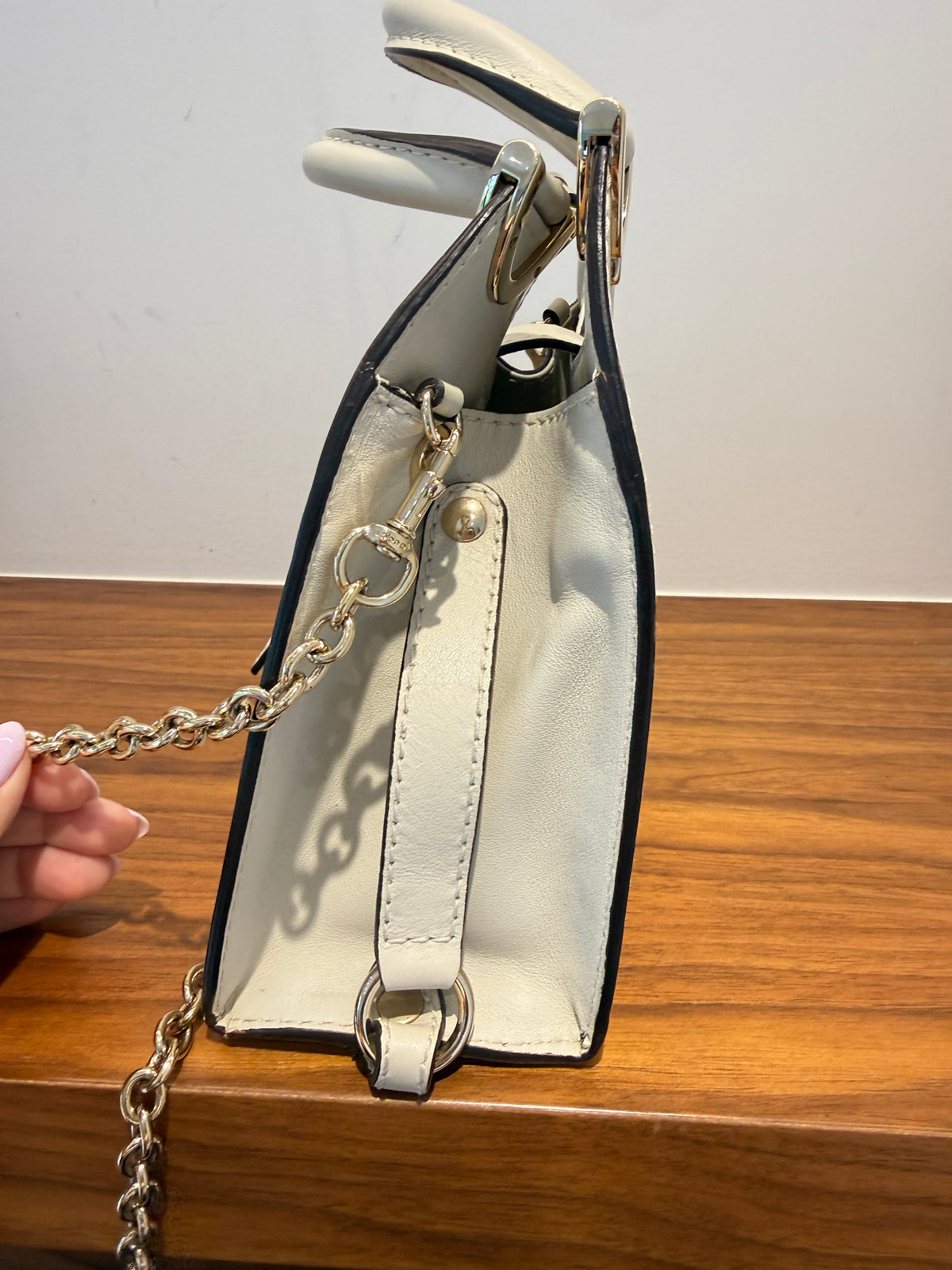 Gucci Stirrup Handbag Small White Pre-Owned