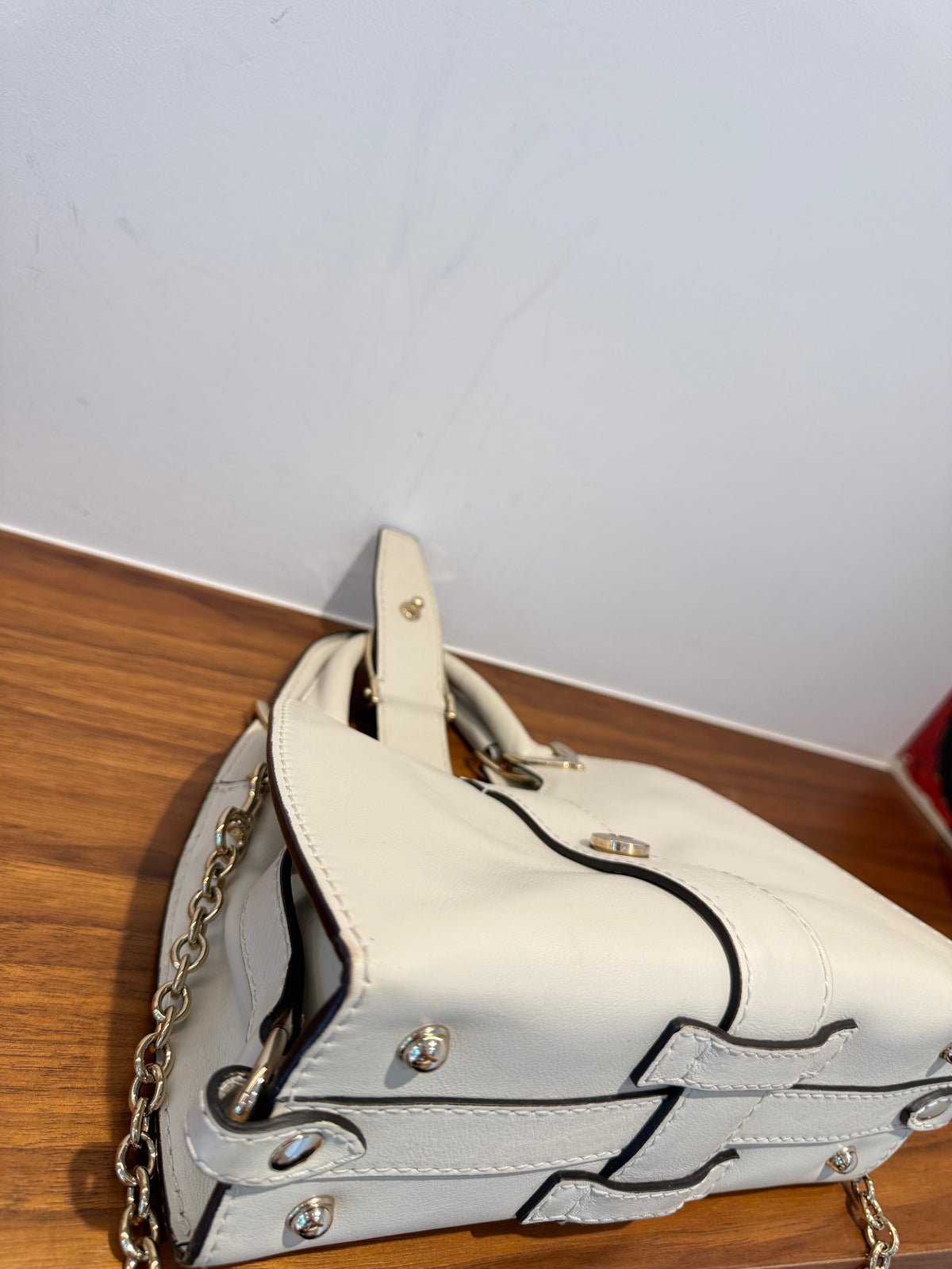 Gucci Stirrup Handbag Small White Pre-Owned