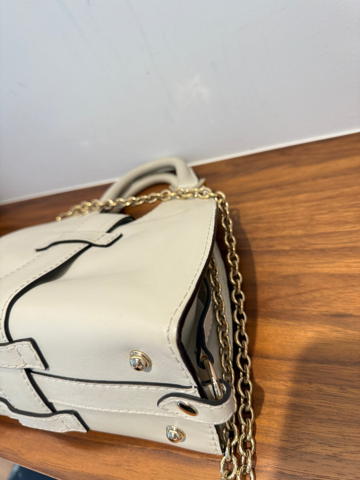 Gucci Stirrup Handbag Small White Pre-Owned