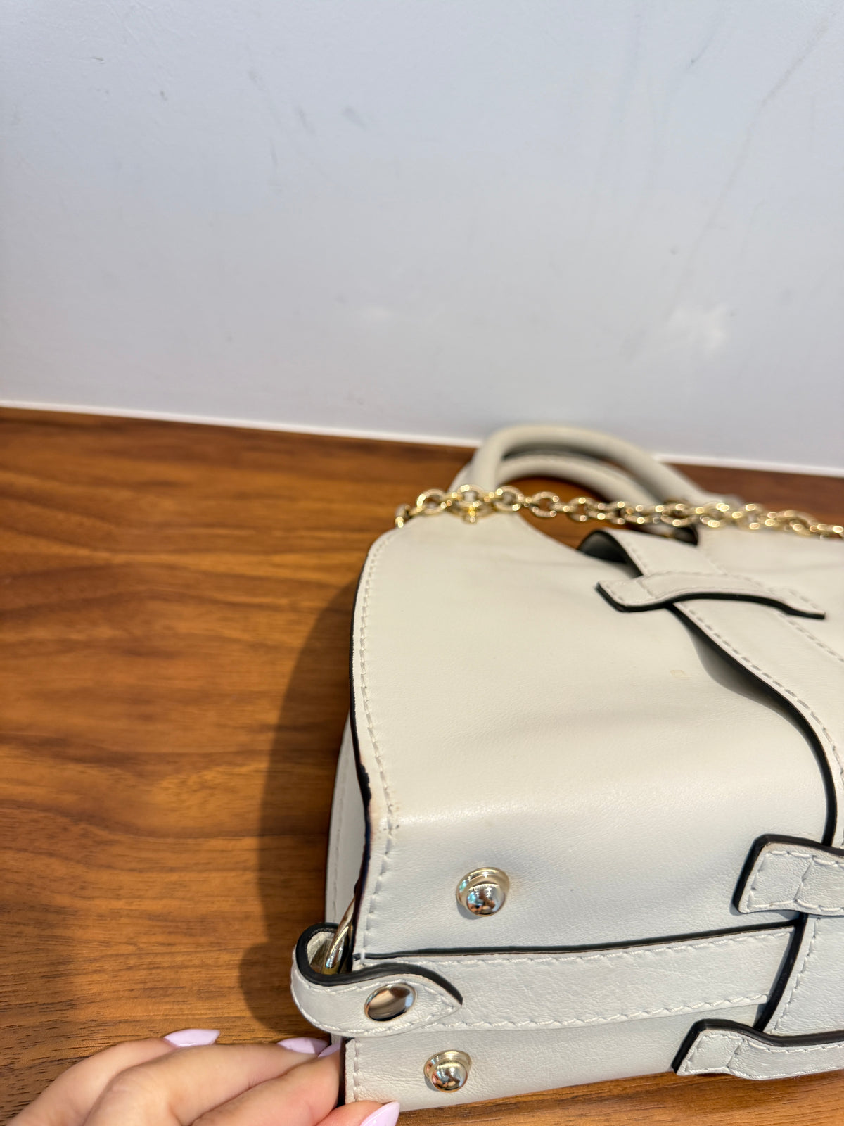 Gucci Stirrup Handbag Small White Pre-Owned