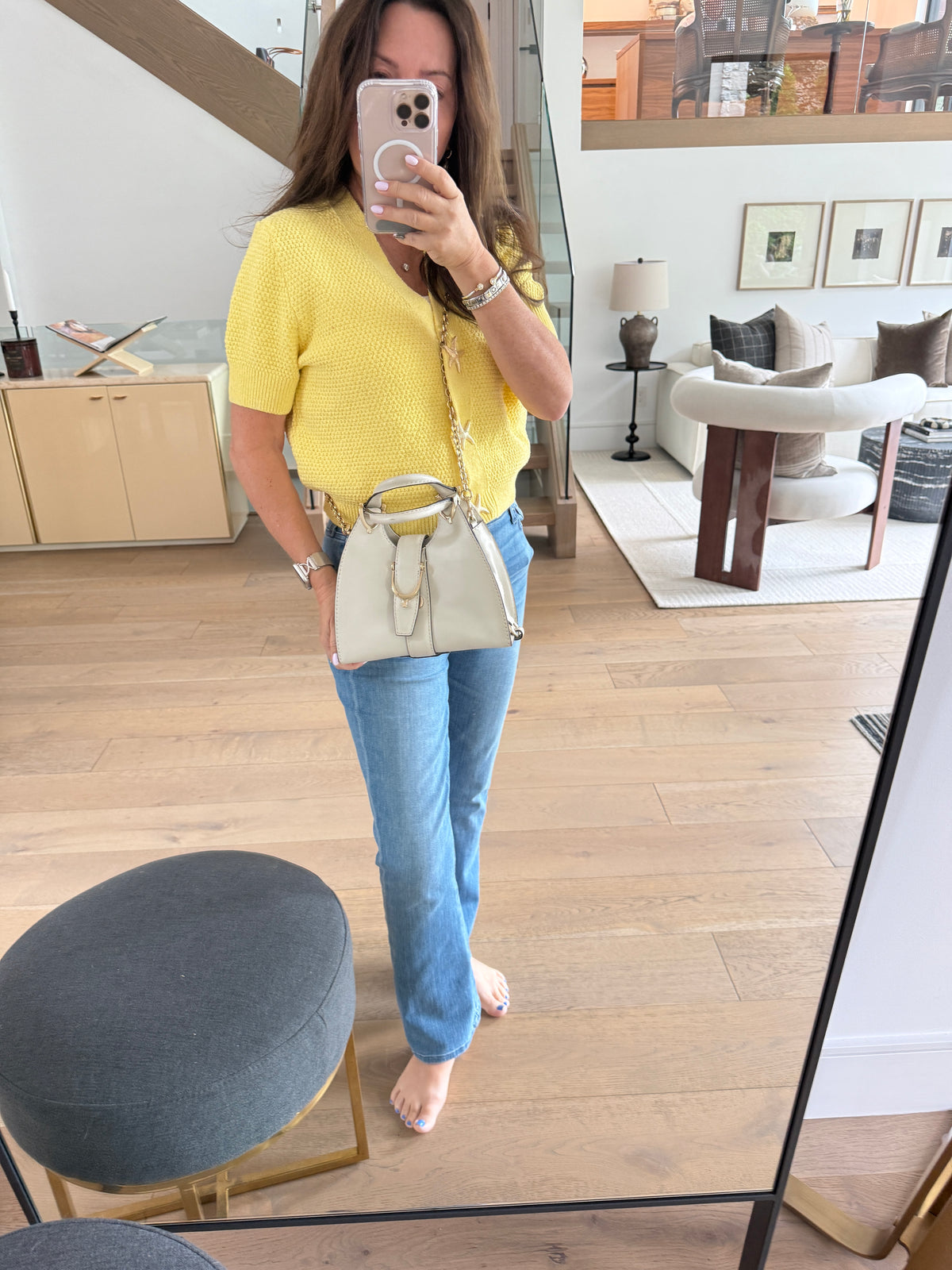 Gucci Stirrup Handbag Small White Pre-Owned