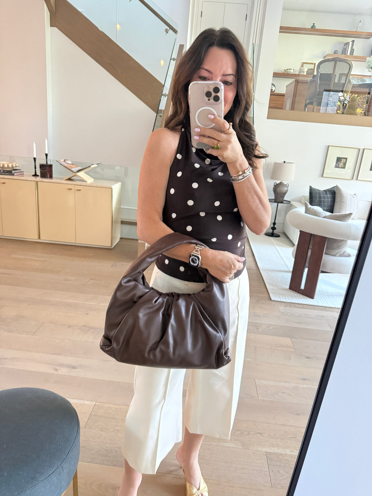 Bottega Veneta Smooth Butter Calfskin The Shoulder Pouch Brown
