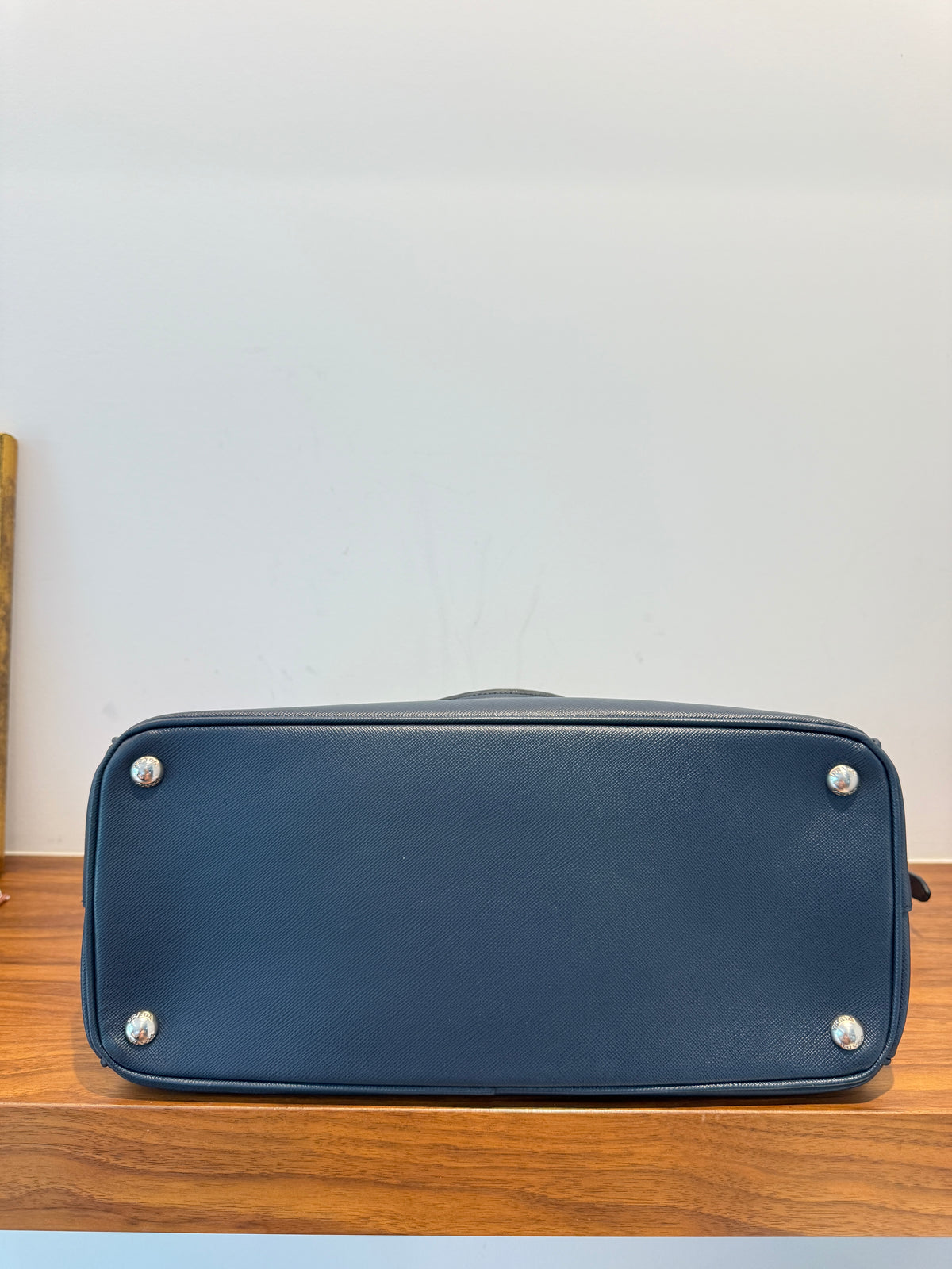Prada Saffiano Large Galleria Double Zip Tote Navy Blue Pre-Owned