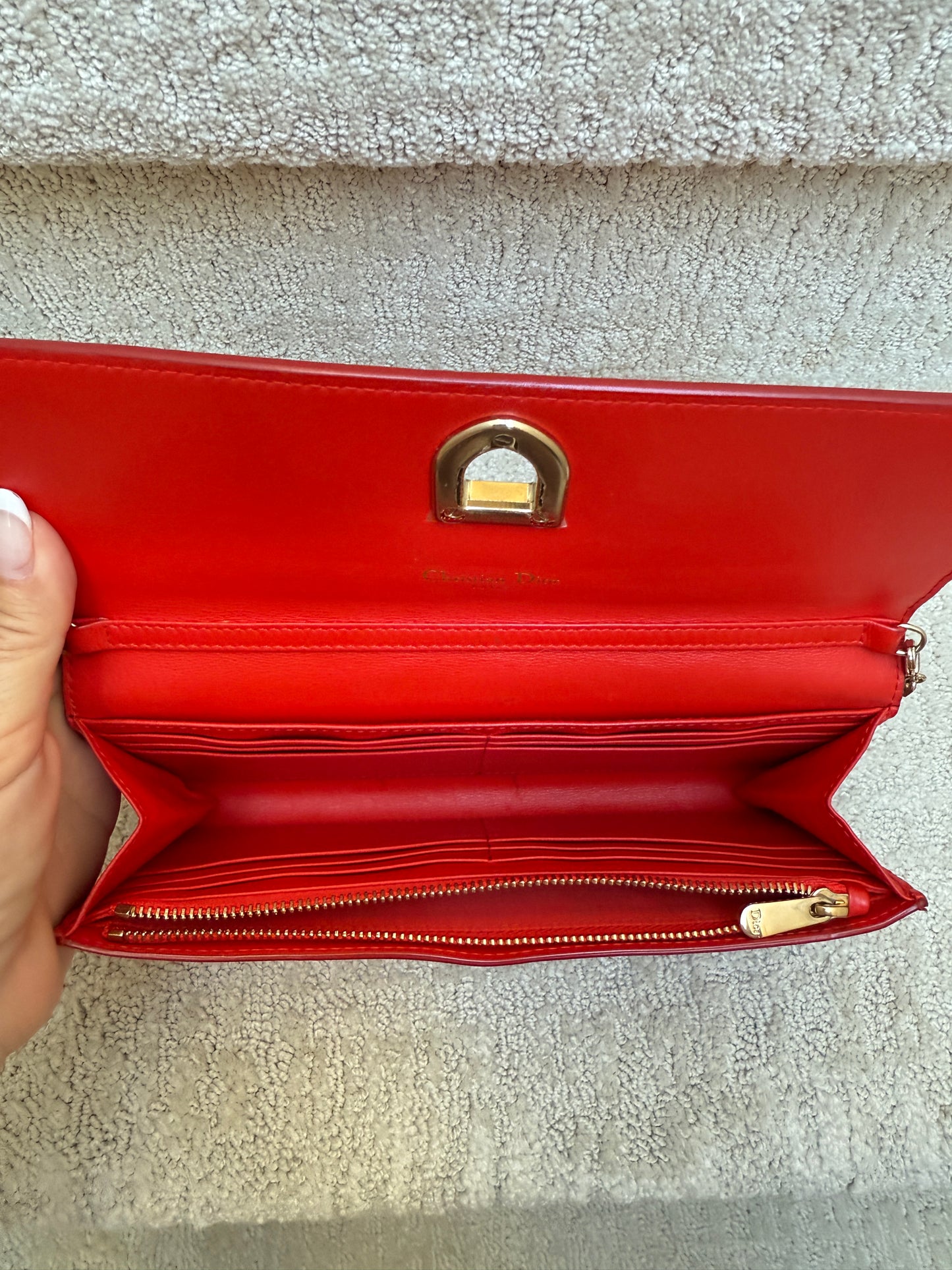 Christian Dior Diorama Wallet on Chain in Red