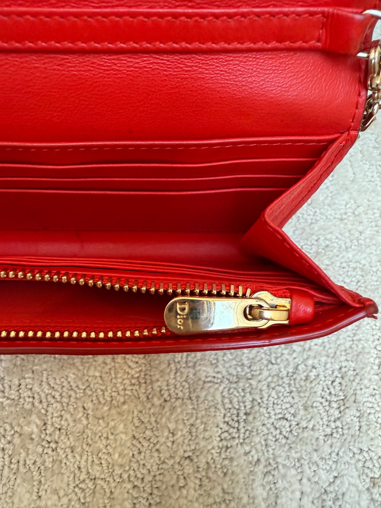 Christian Dior Diorama Wallet on Chain in Red