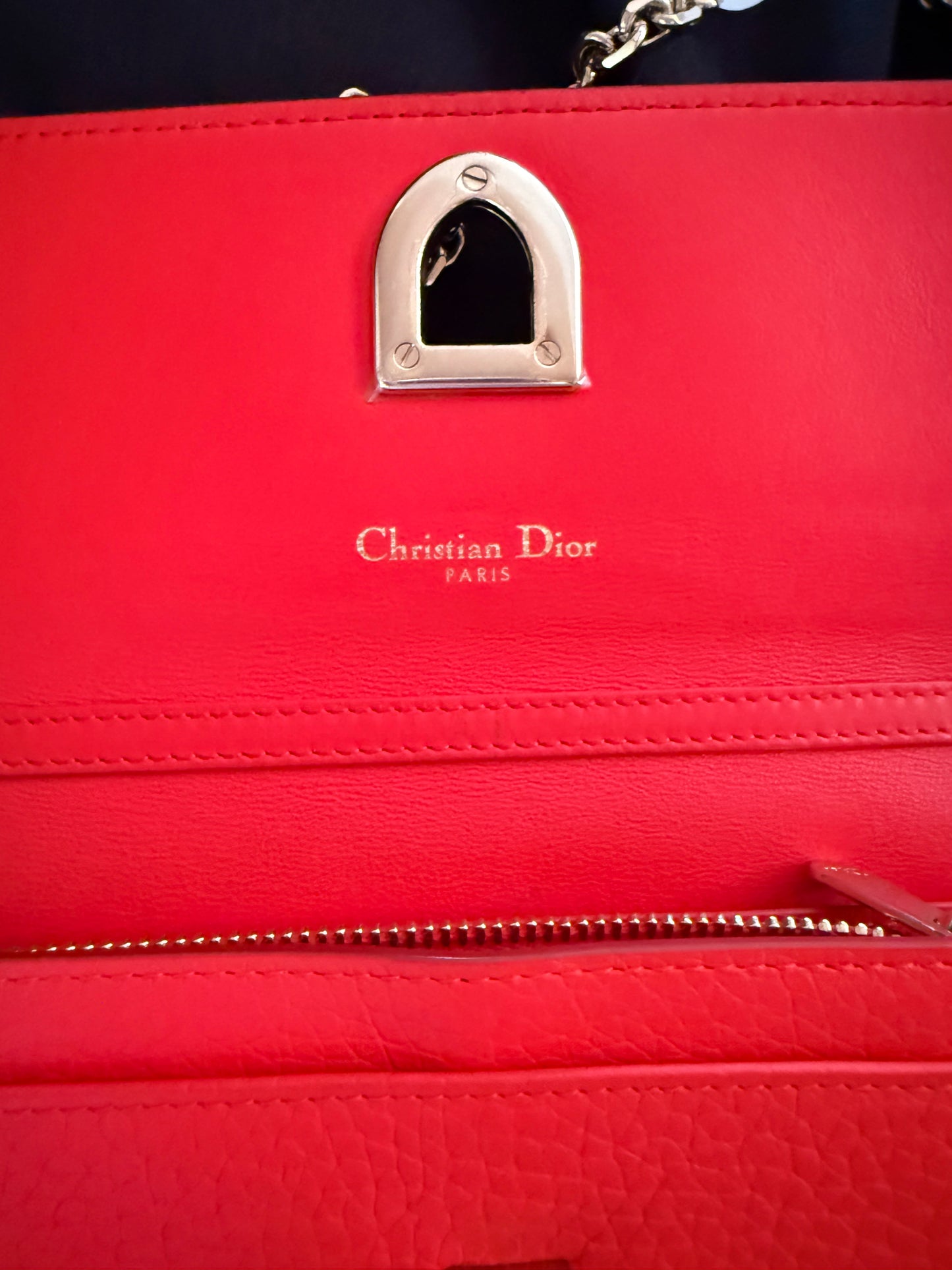 Christian Dior Diorama Wallet on Chain in Red