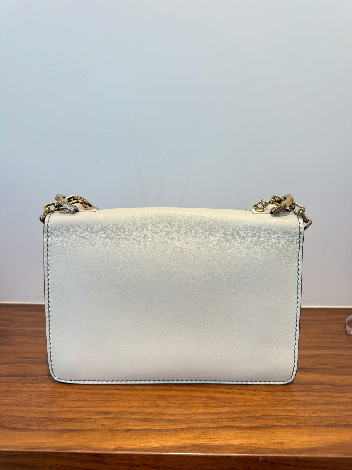 Dior J'Adoir Calfskin J'Adior Chain Flap Bag White & Gold Pre-Owned