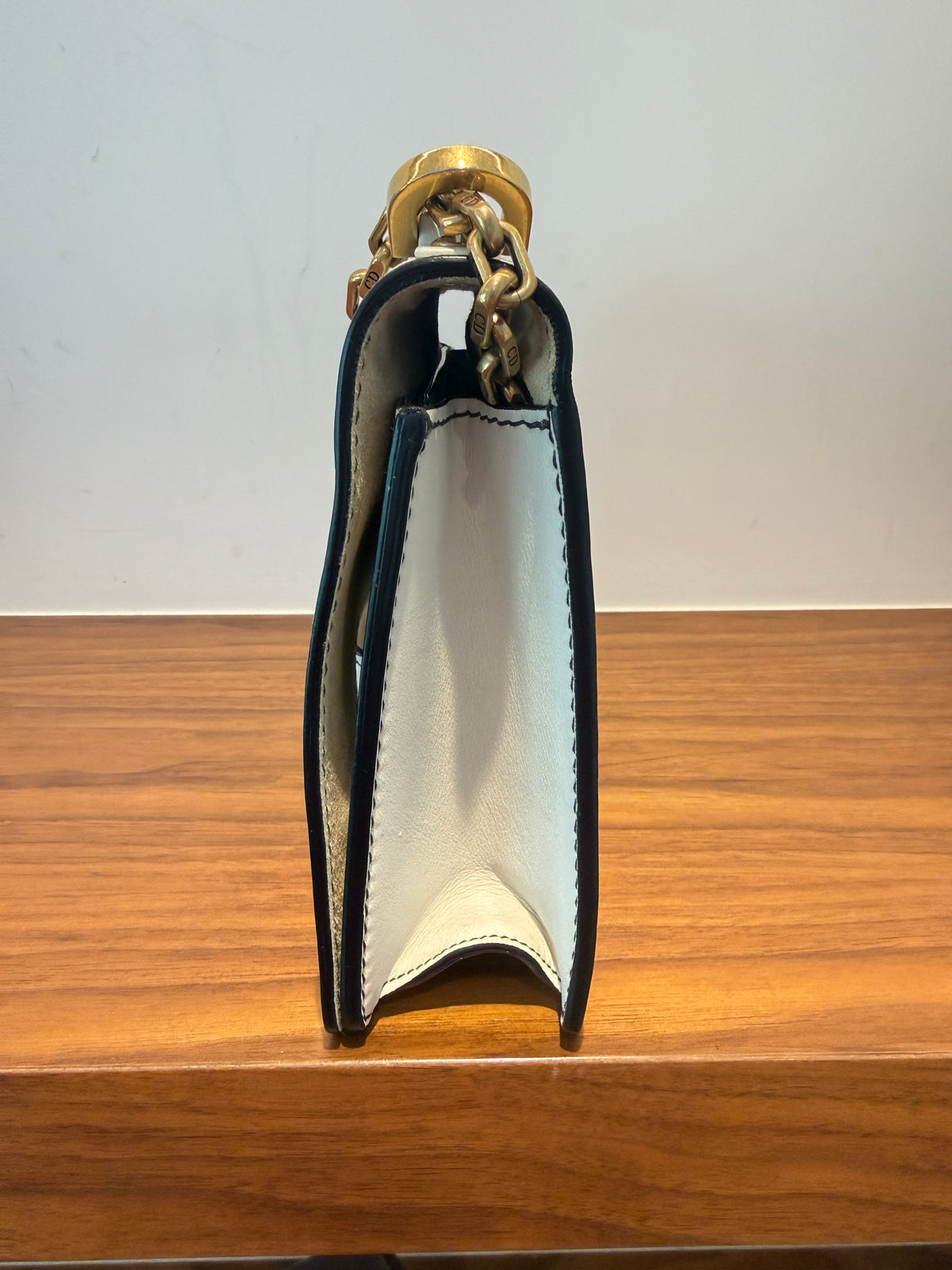 Dior J'Adoir Calfskin J'Adior Chain Flap Bag White & Gold Pre-Owned