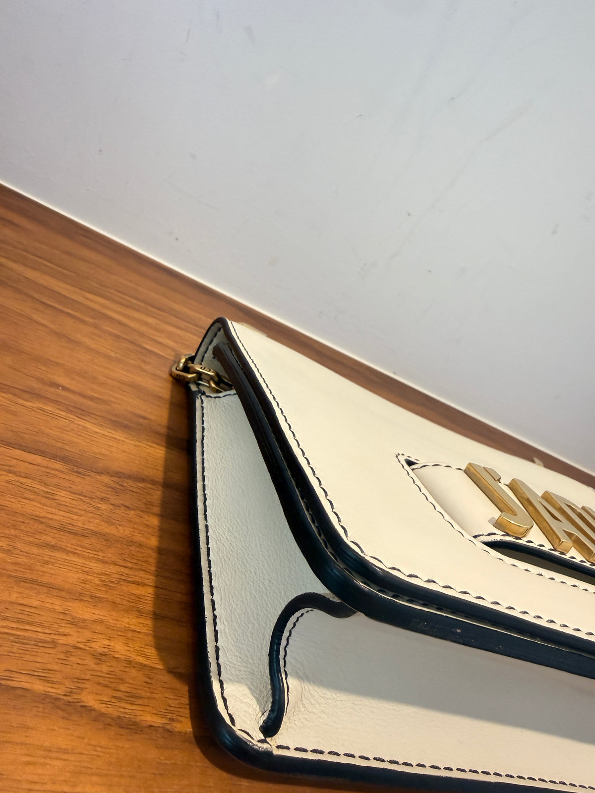 Dior J'Adoir Calfskin J'Adior Chain Flap Bag White & Gold Pre-Owned