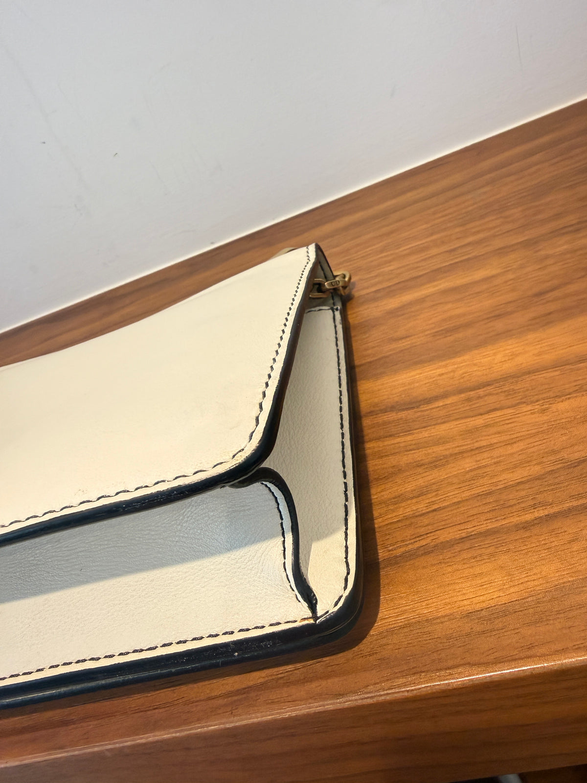 Dior J'Adoir Calfskin J'Adior Chain Flap Bag White & Gold Pre-Owned