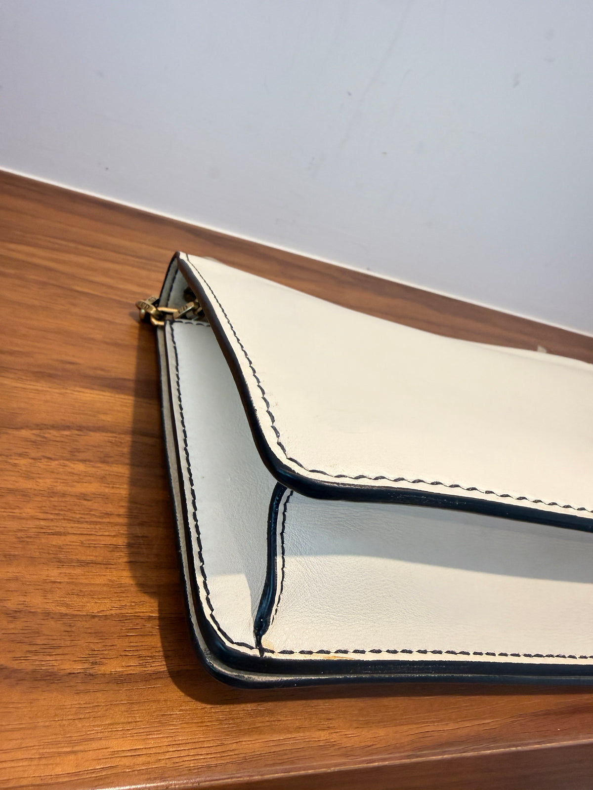 Dior J'Adoir Calfskin J'Adior Chain Flap Bag White & Gold Pre-Owned