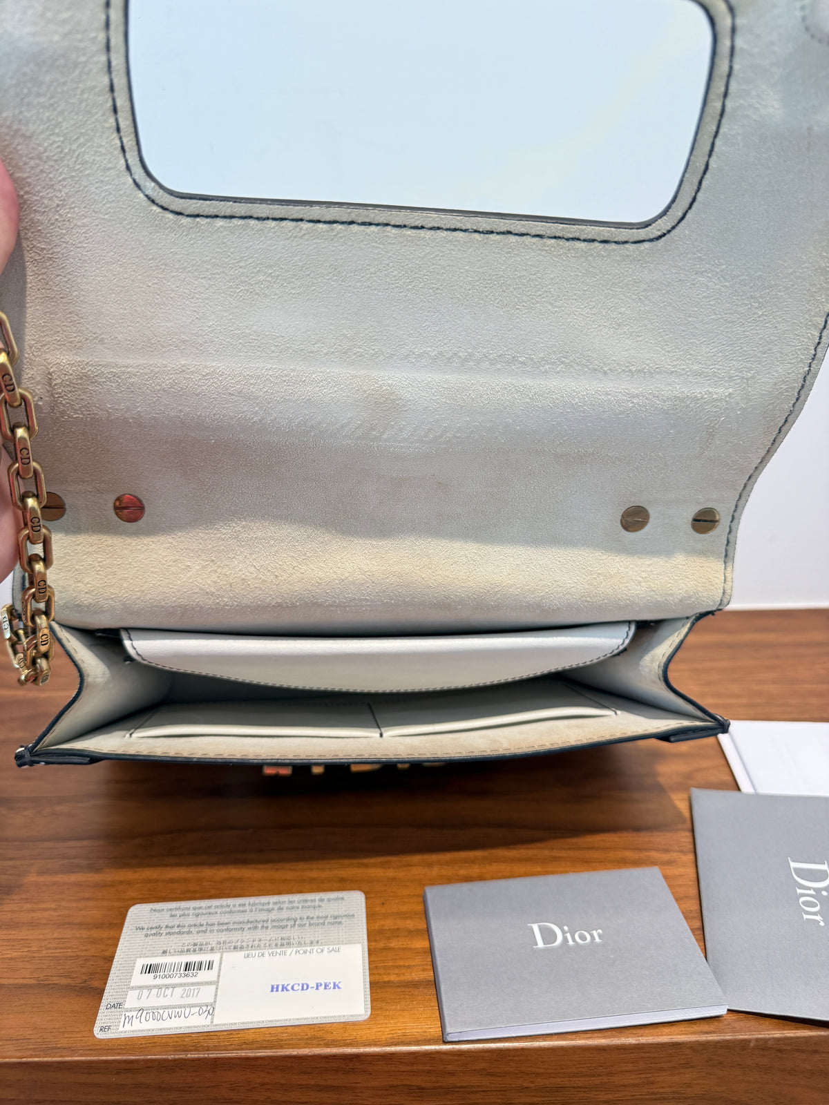 Dior J'Adoir Calfskin J'Adior Chain Flap Bag White & Gold Pre-Owned
