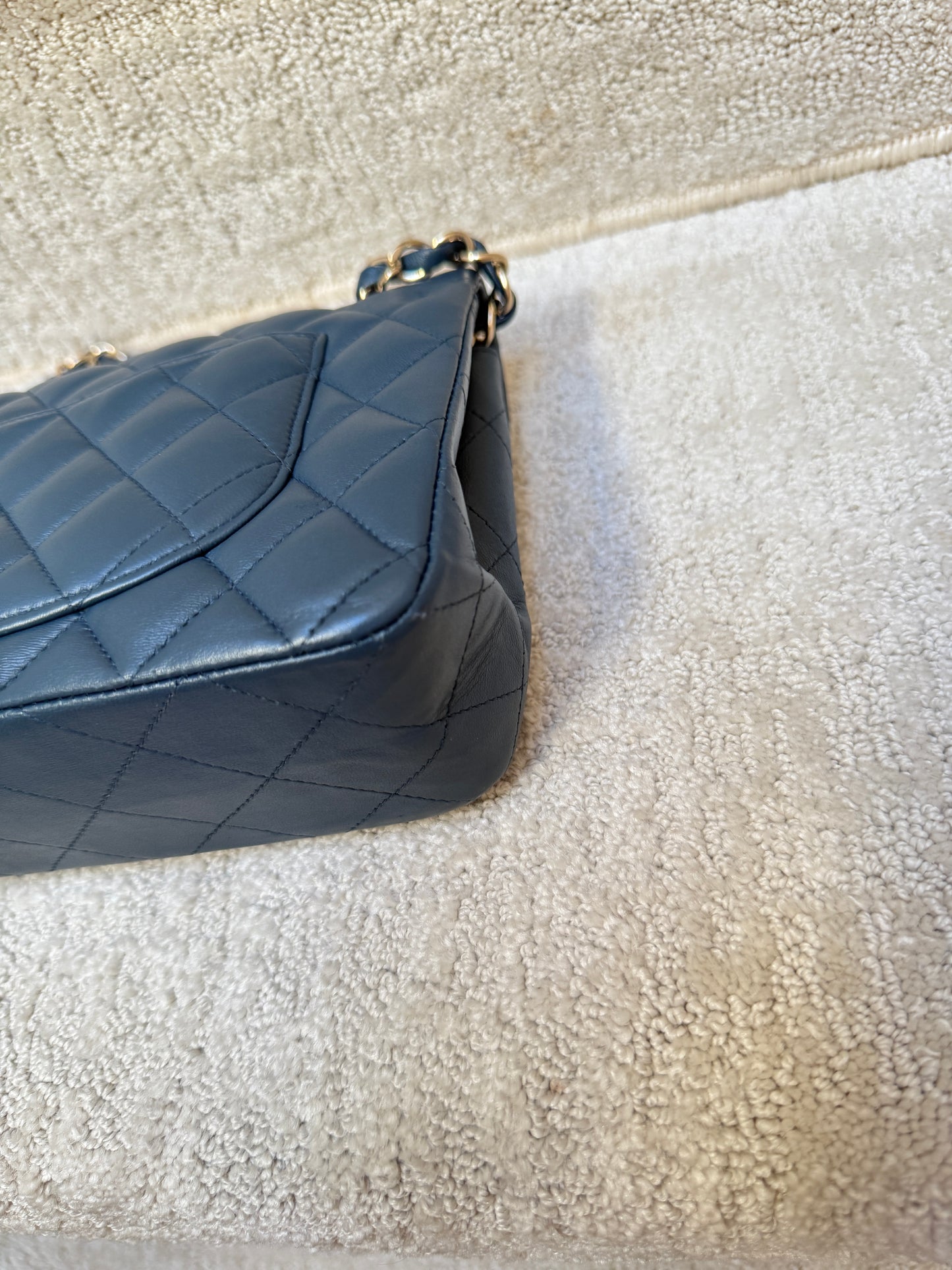 CHANEL Lambskin Quilted Small Double Flap in Navy
