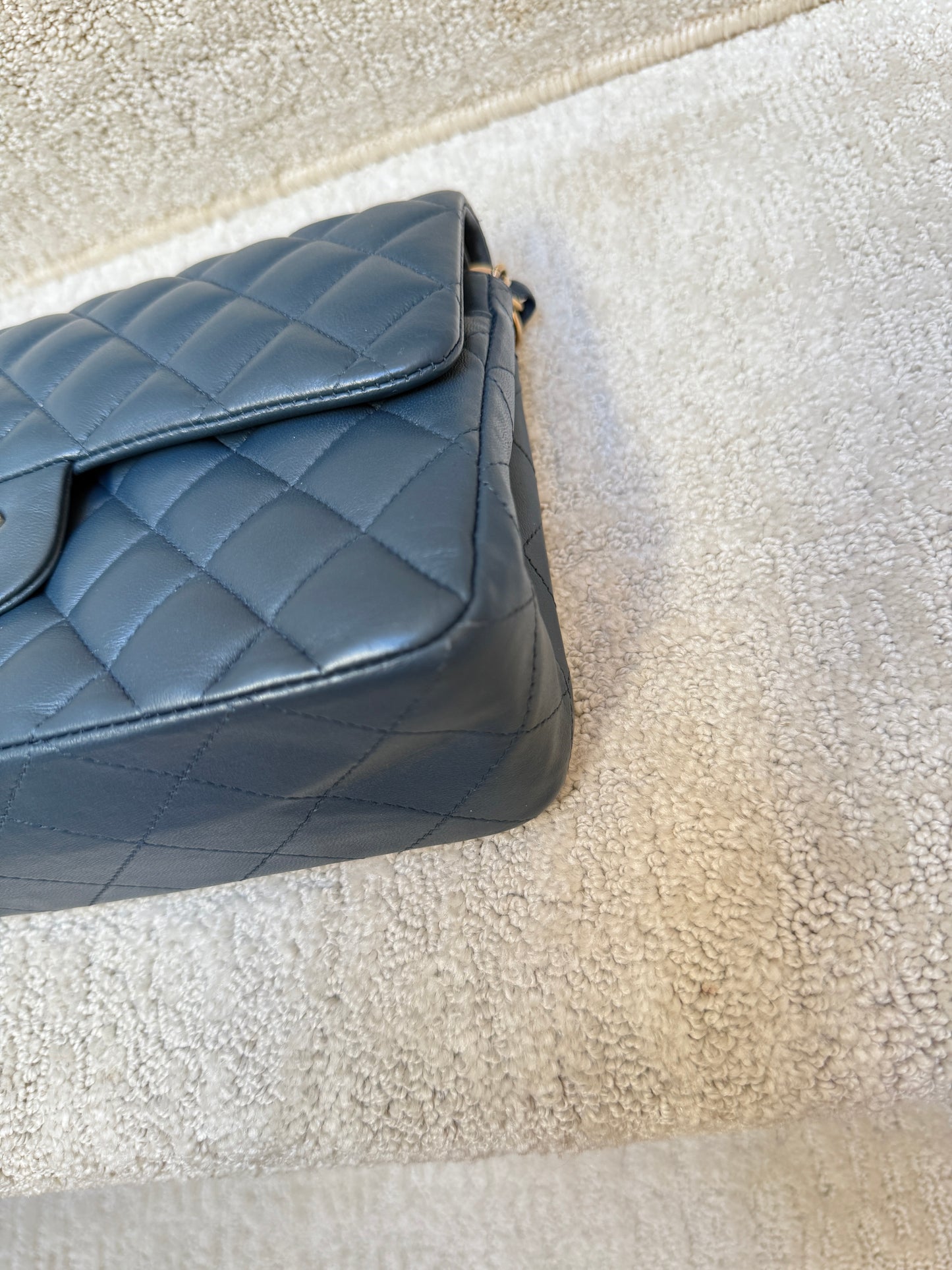 CHANEL Lambskin Quilted Small Double Flap in Navy