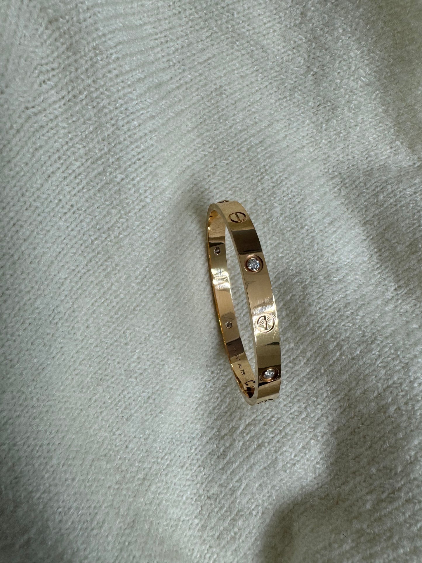 CARTIER 18k pink Gold 4 Diamond LOVE Bracelet size 16