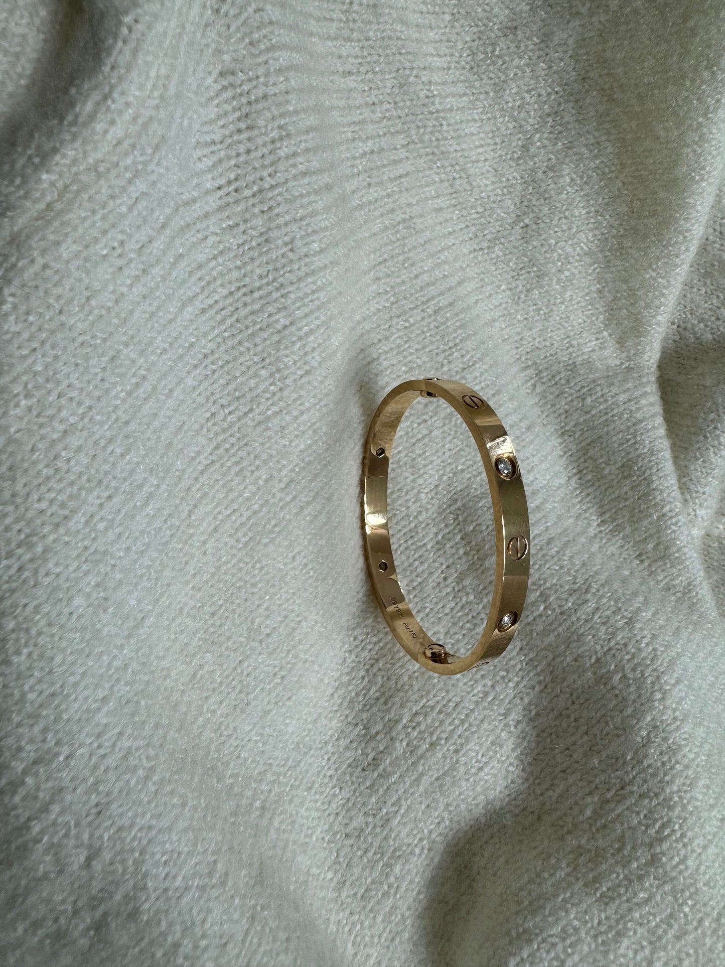 CARTIER 18k pink Gold 4 Diamond LOVE Bracelet size 16