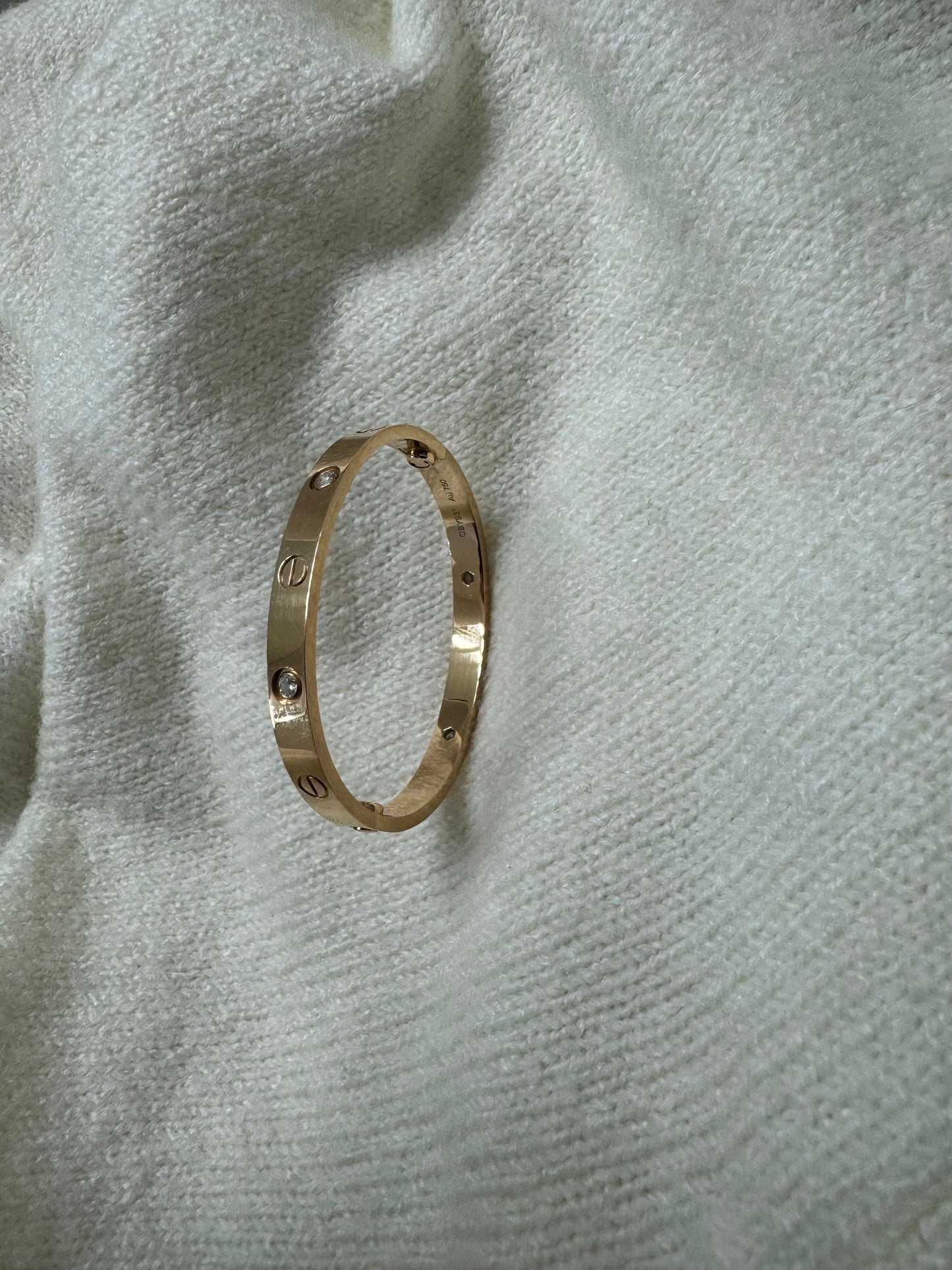 CARTIER 18k pink Gold 4 Diamond LOVE Bracelet size 16