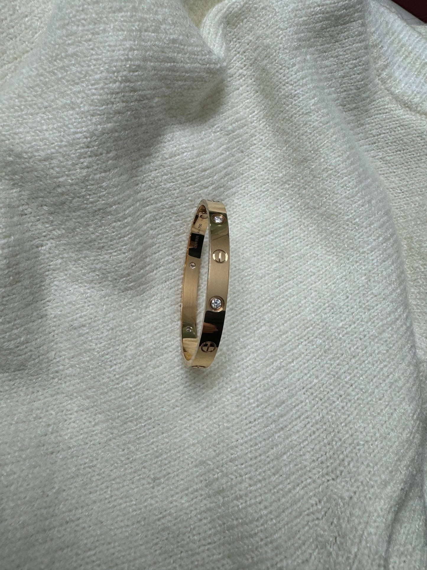 CARTIER 18k pink Gold 4 Diamond LOVE Bracelet size 16