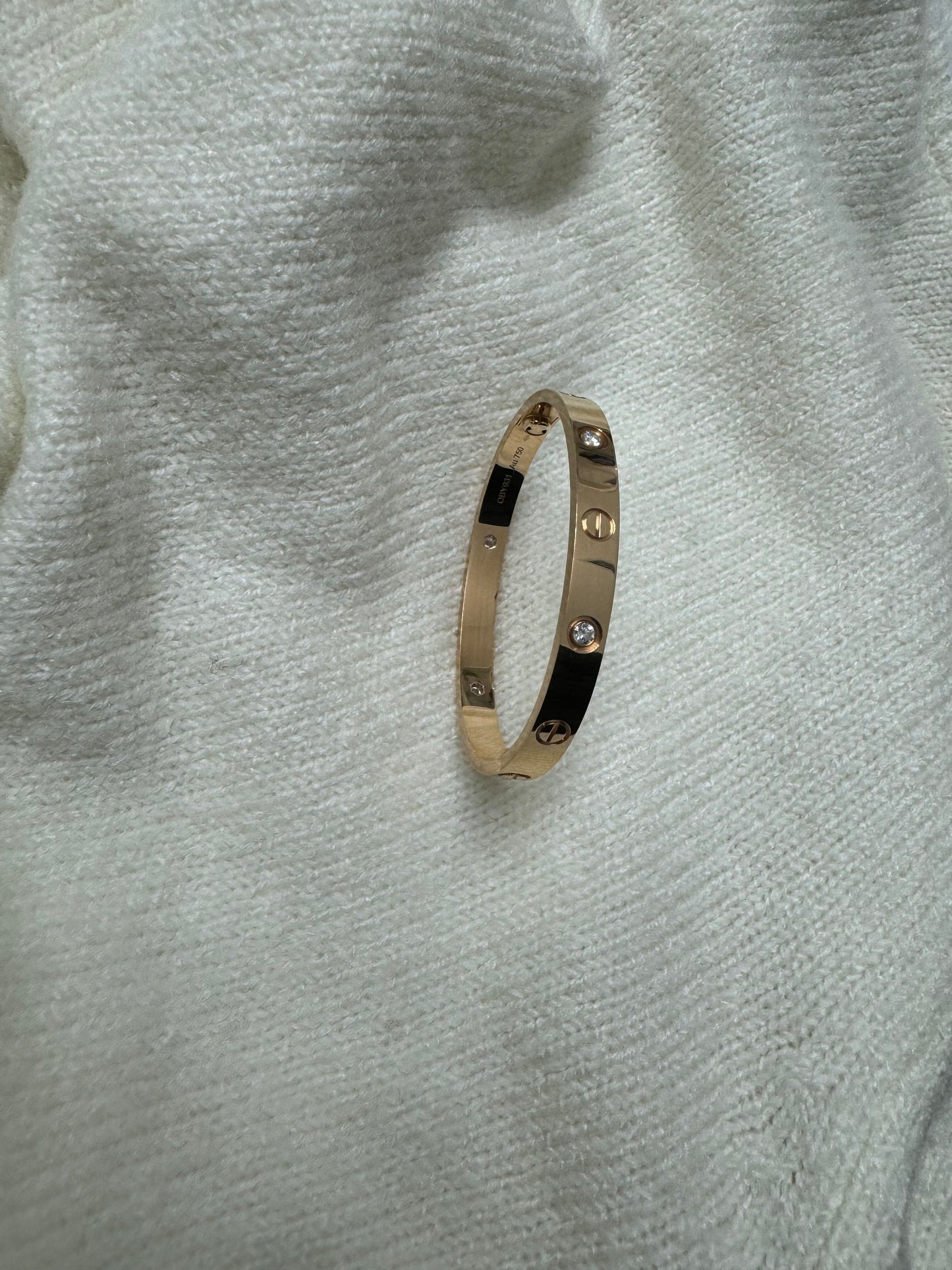 CARTIER 18k pink Gold 4 Diamond LOVE Bracelet size 16