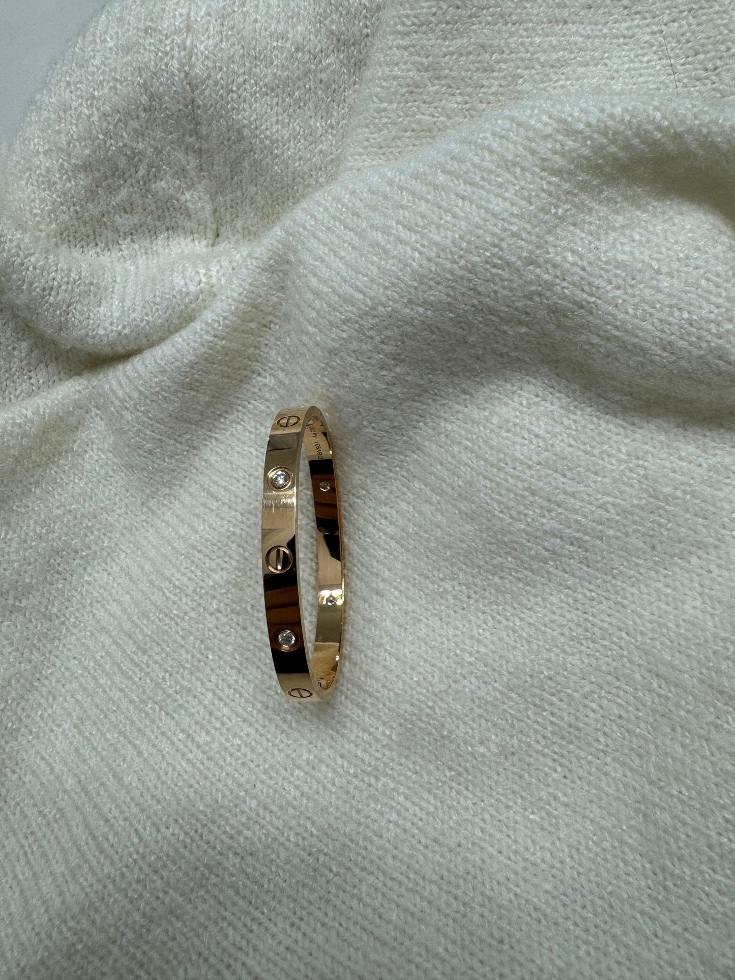 CARTIER 18k pink Gold 4 Diamond LOVE Bracelet size 16