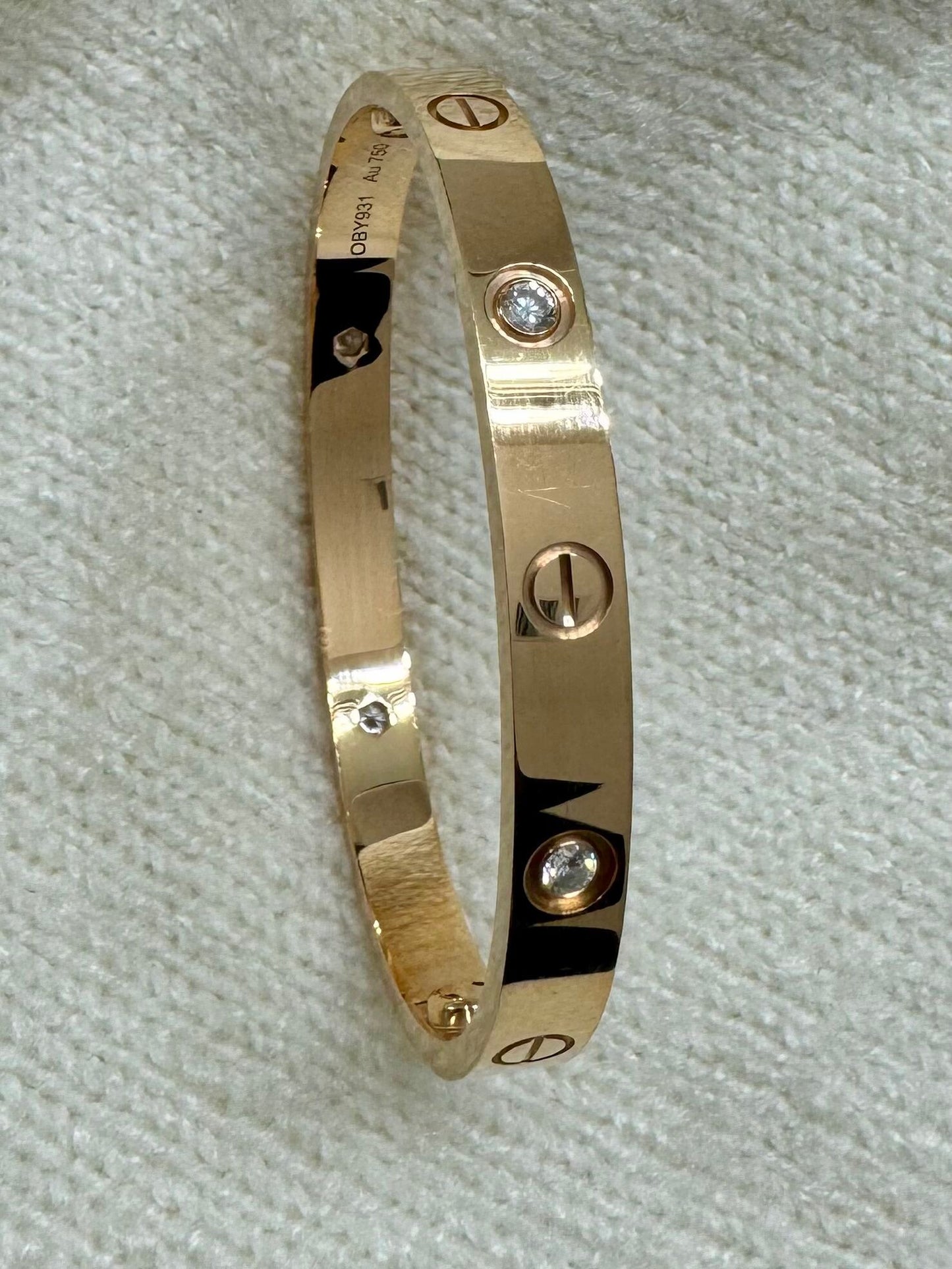 CARTIER 18k pink Gold 4 Diamond LOVE Bracelet size 16