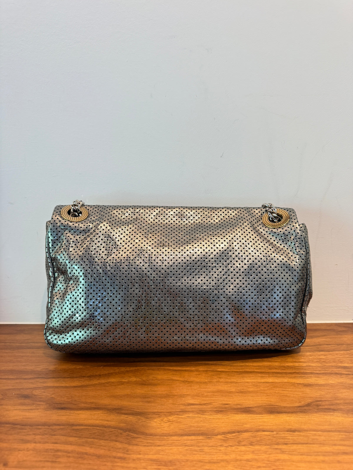 Chanel Reissue 2.55 226 Metallic Perforated Leather Flap Handbag Pre-Owned