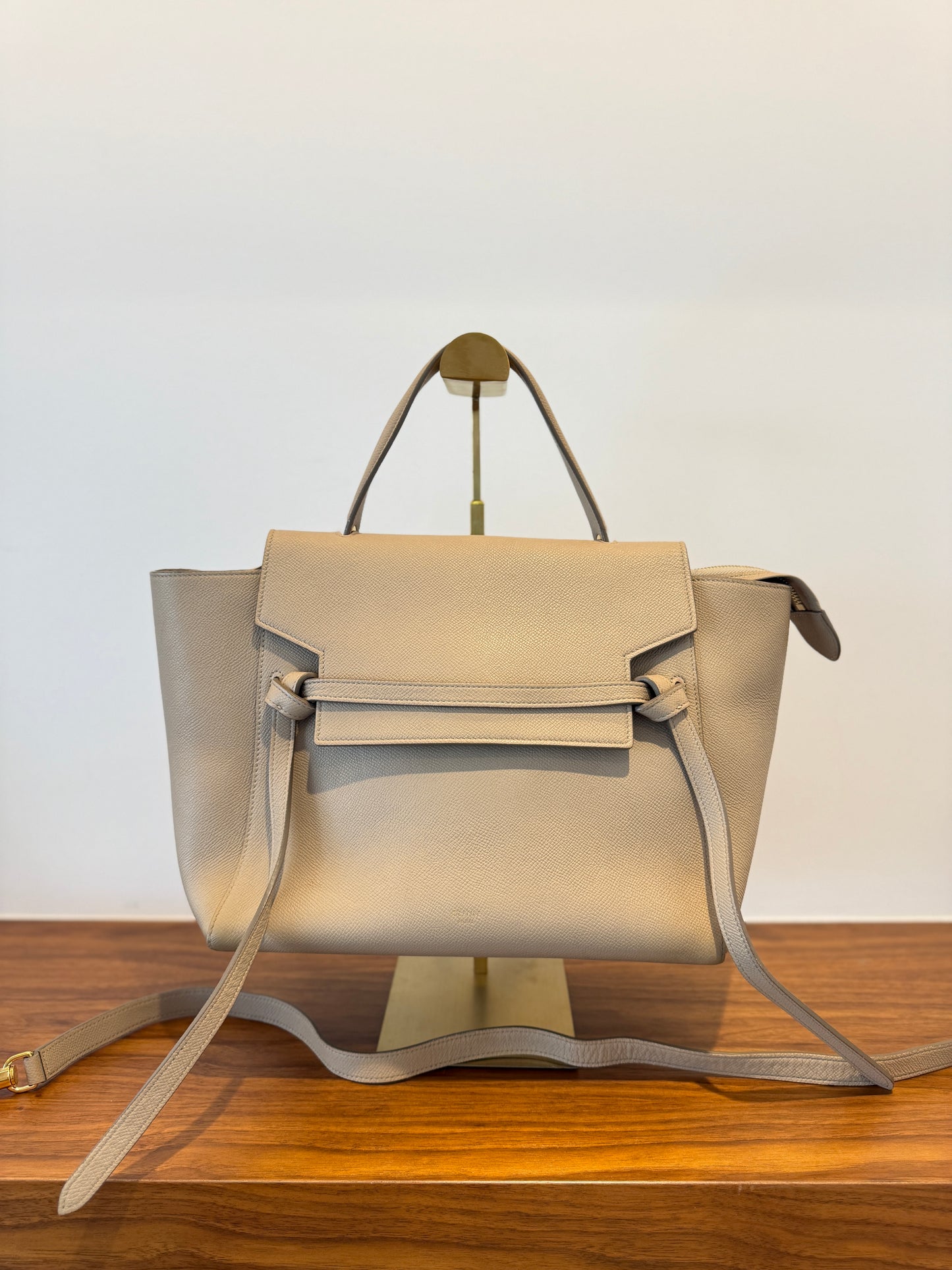 Celine Grained Calfskin Belt Bag in Light Taupe Micro Size