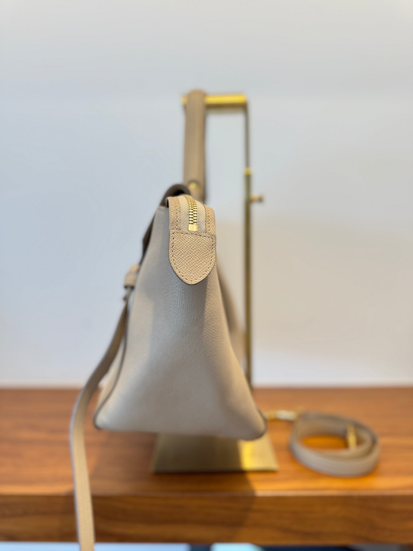 Celine Grained Calfskin Belt Bag in Light Taupe Micro Size