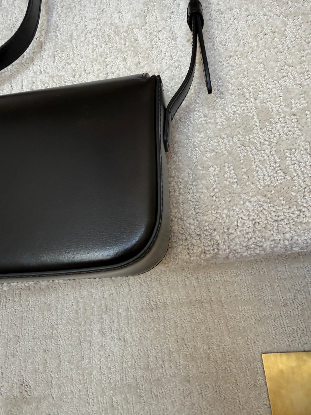 Celine Shiny Calfskin Triomphe Shoulder Bag Black