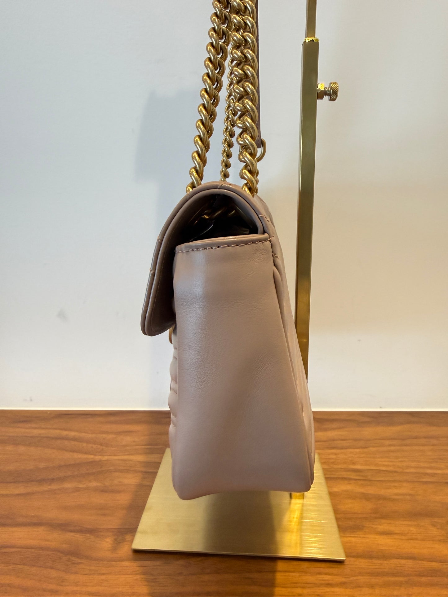 GUCCI Calfskin Matelasse GG Marmont small in taupe