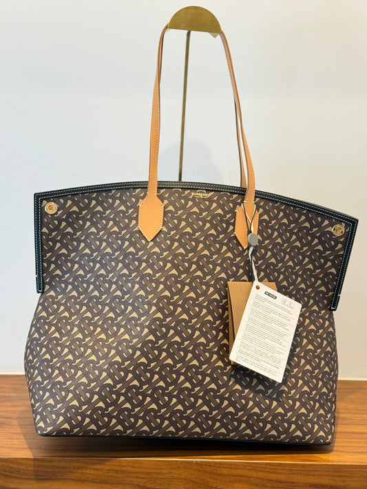 Burberry Monogram Large Society Tote in Bridle Brown BRAND NEW!!