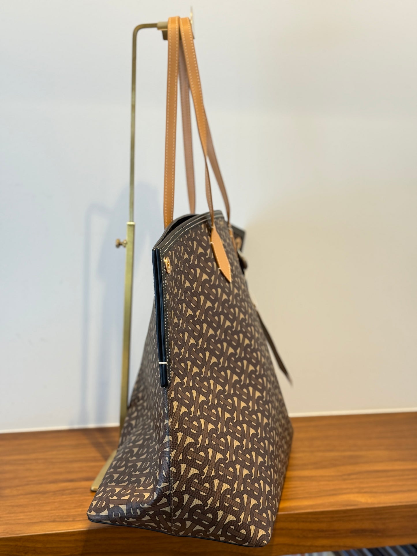 Burberry Monogram Large Society Tote in Bridle Brown BRAND NEW!!