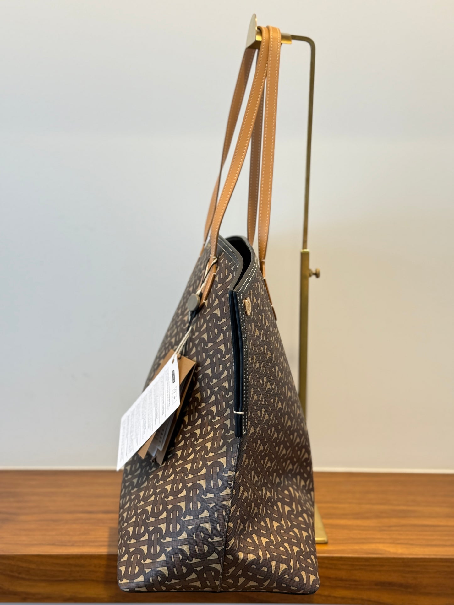 Burberry Monogram Large Society Tote in Bridle Brown BRAND NEW!!