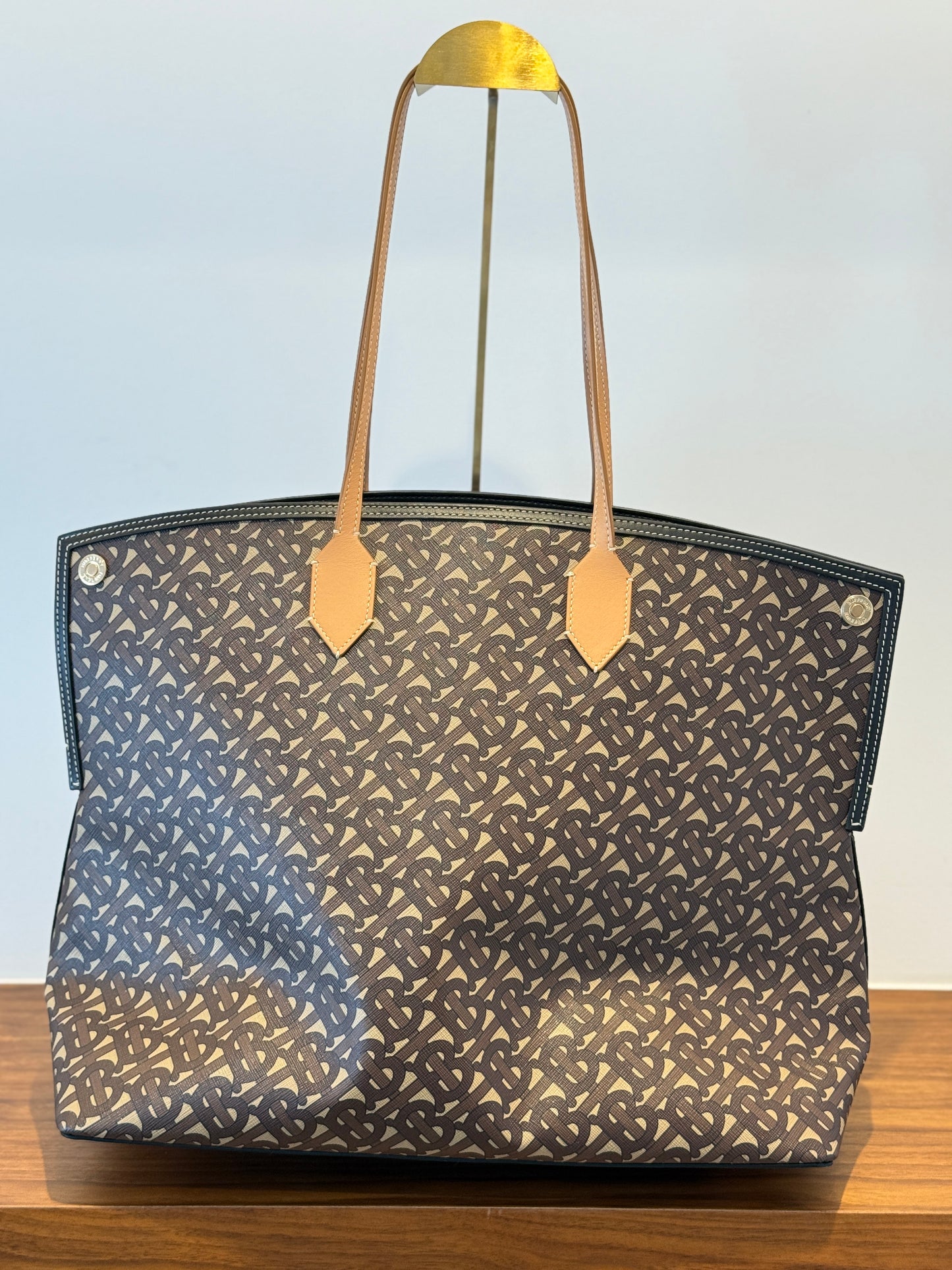 Burberry Monogram Large Society Tote in Bridle Brown BRAND NEW!!
