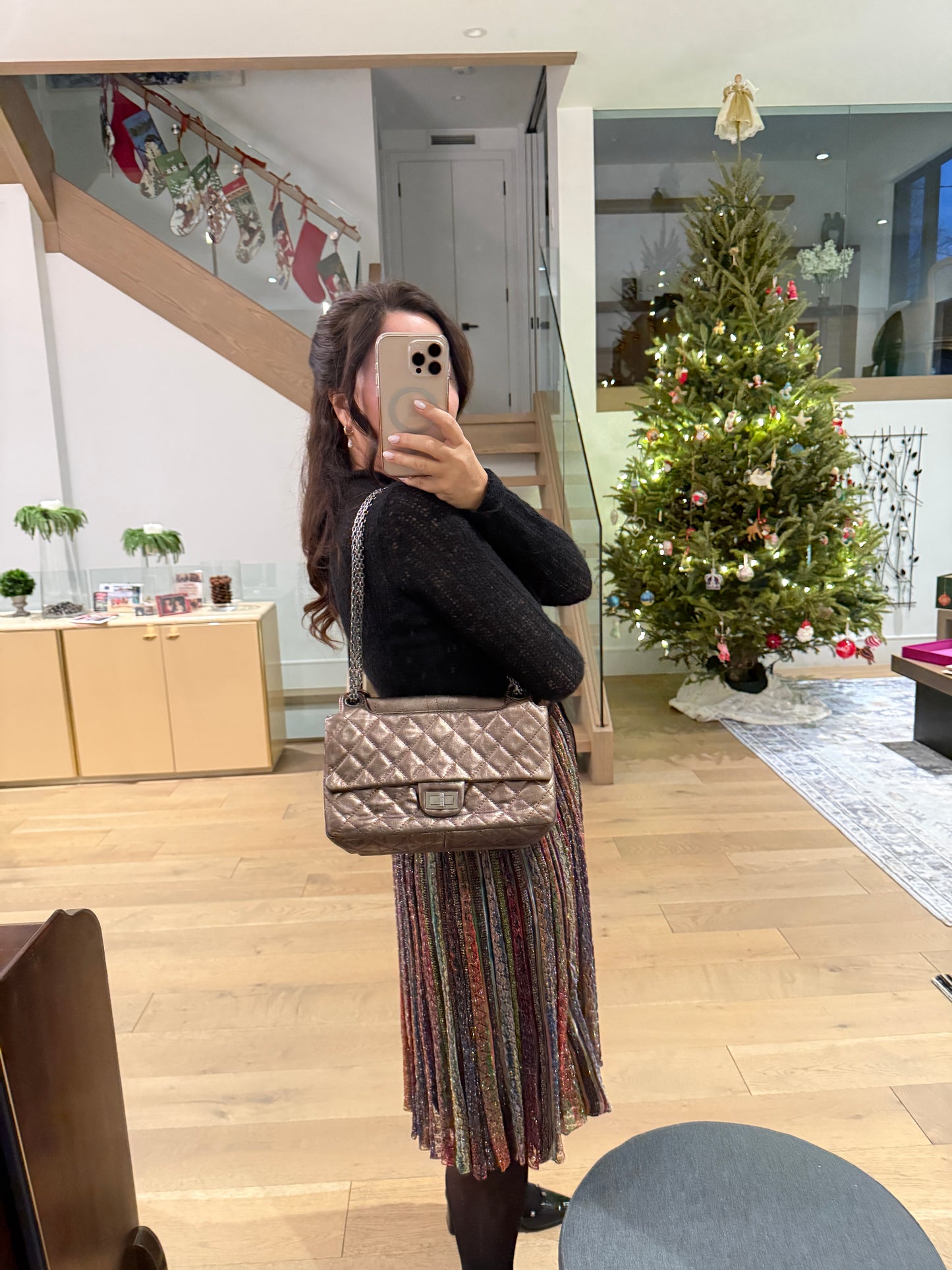 Chanel Bronze 2.55 Metallic Quilted shopping tote with Matching Wallet