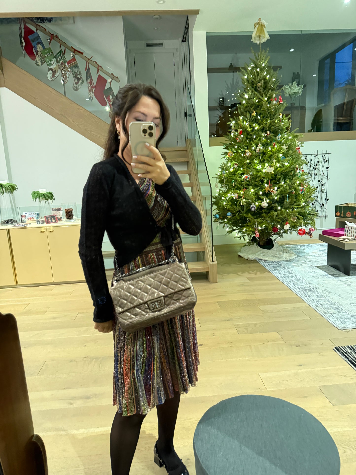 Chanel Bronze 2.55 Metallic Quilted shopping tote with Matching Wallet