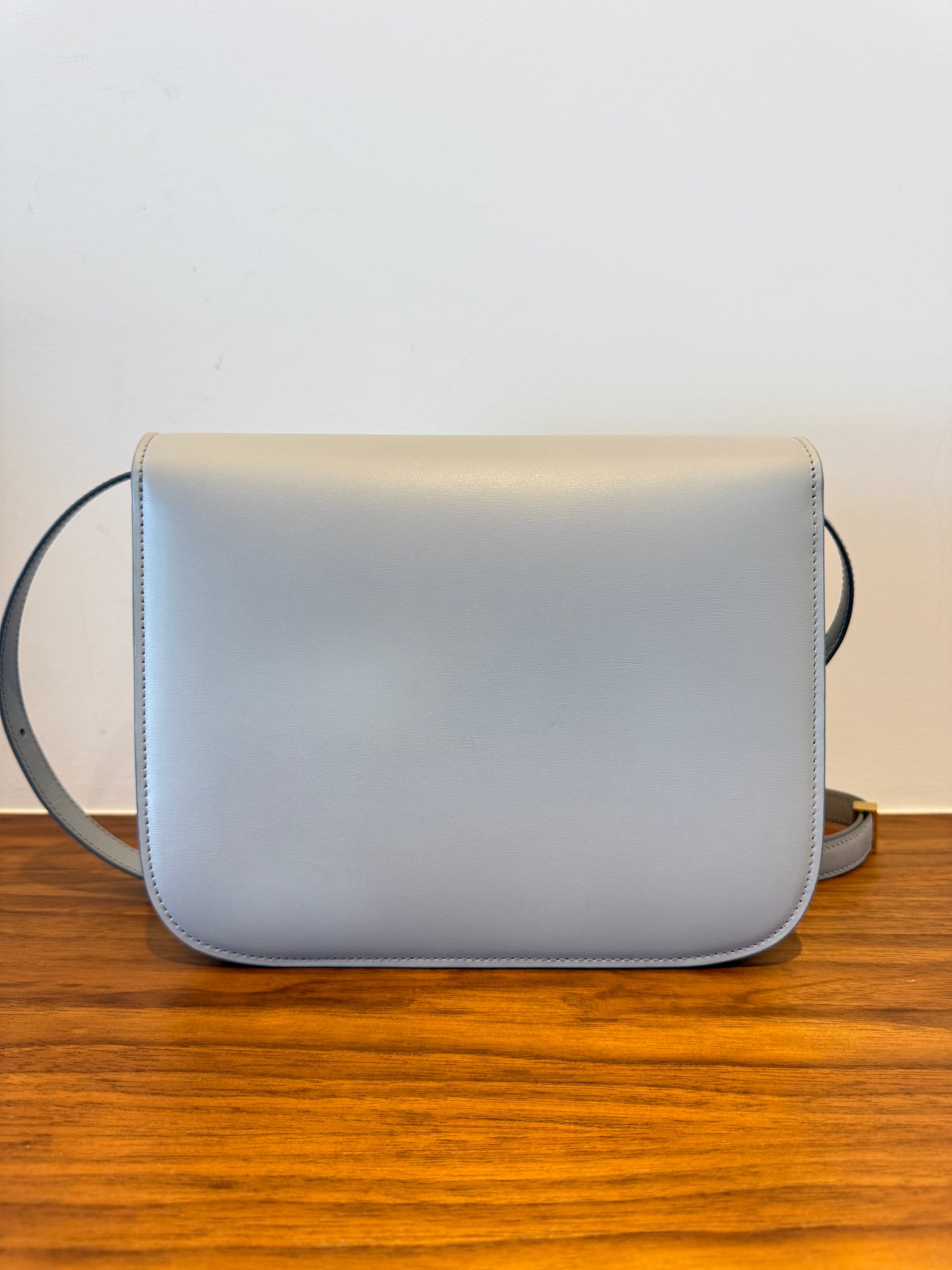 Celine Box Calfskin Medium Classic Box Flap Bag Pale Blue and Gold