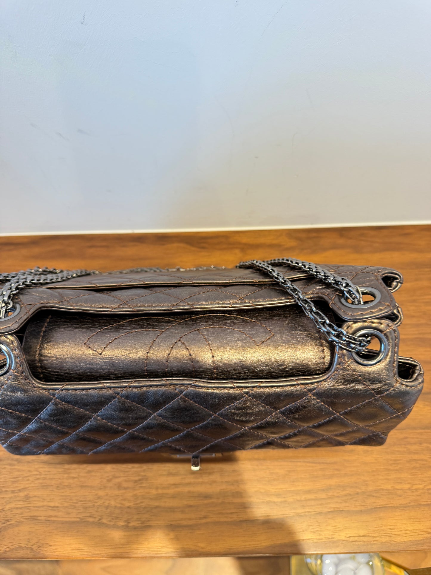Chanel Bronze 2.55 Metallic Quilted shopping tote with Matching Wallet